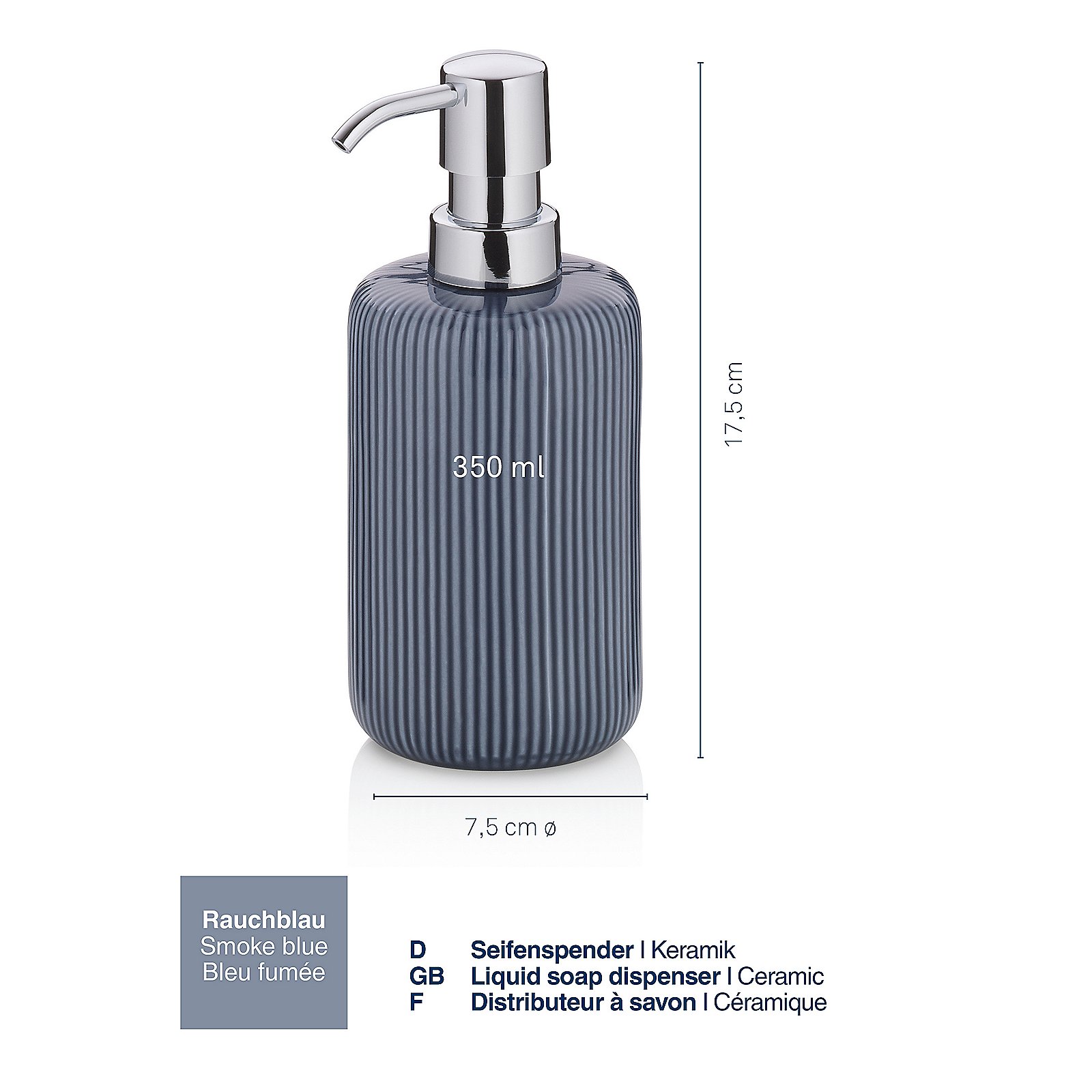 Kela  Seifenspender AVA in Farbe rauchblau, Flasche