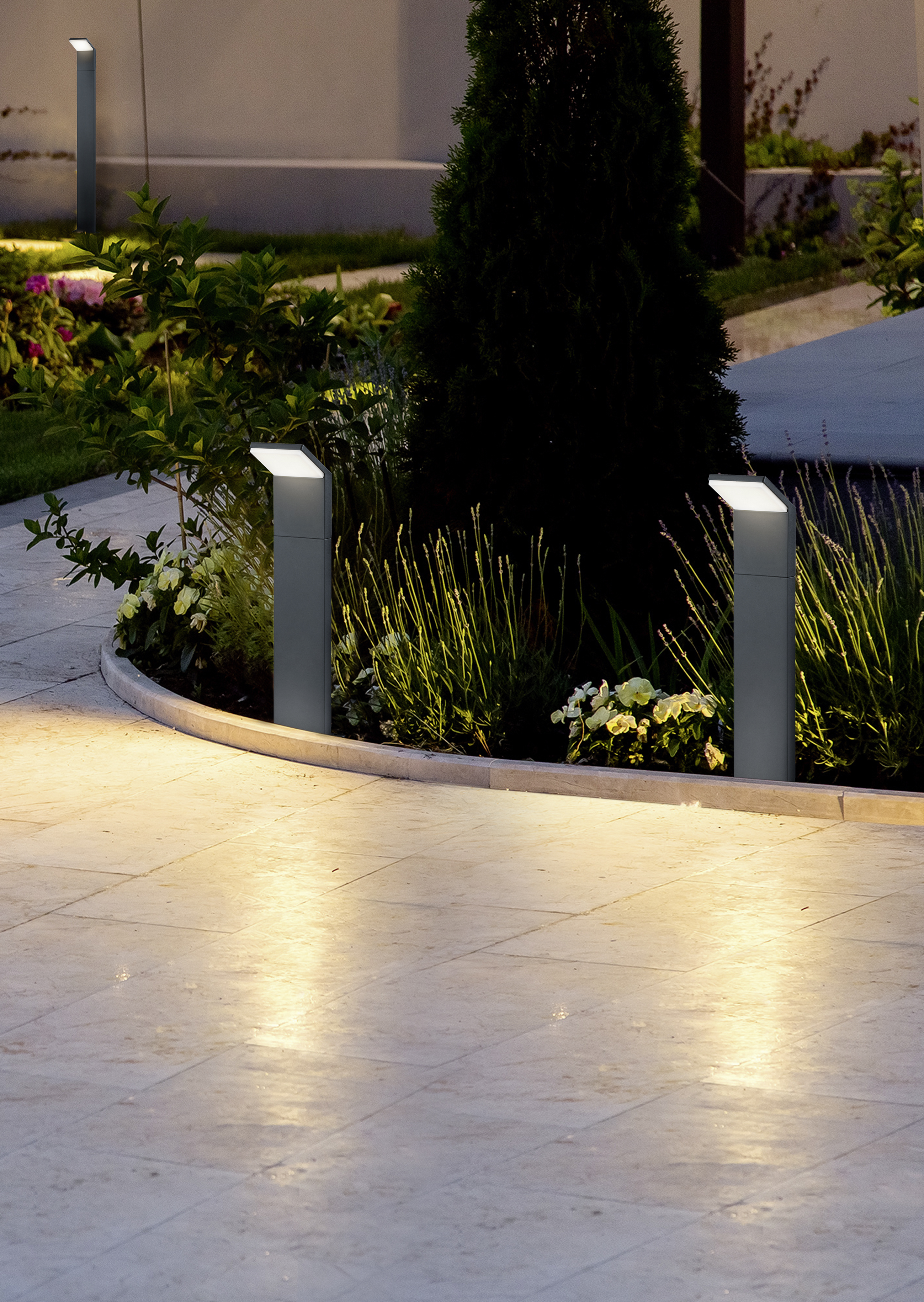 Trio LED-Pfosten PEARL 1-flammig in Farbe anthrazit, Glas Kunststoff weiß