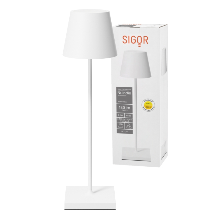 Sigor LED-Akku-Tischleuchte Nuindie in Farbe schneeweiß, dimmbar