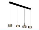 Globo LED-Hängeleuchte  in schwarz matt/Glas rauchfarbig, Zimmer, Duscharmatur, Lampe, Beleuchtung, Leuchter