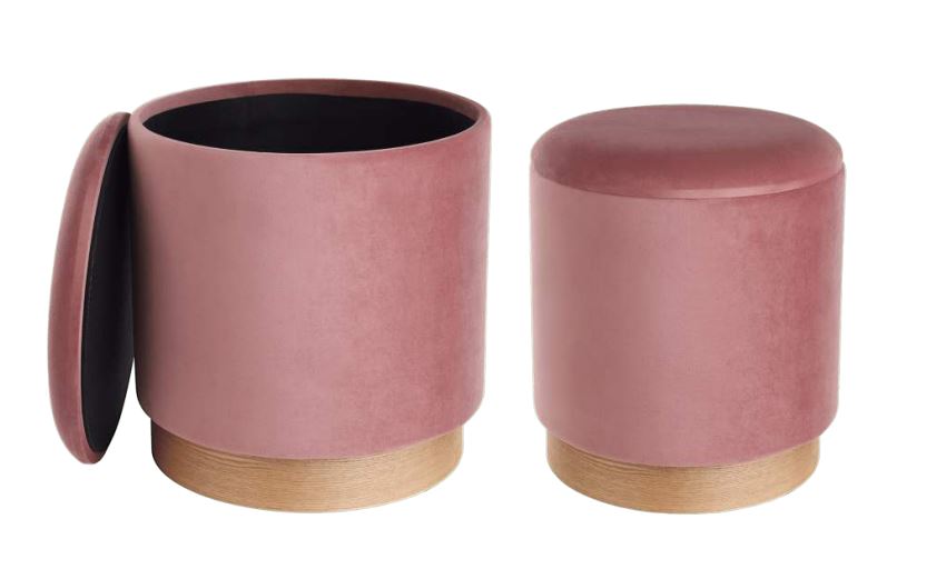 Eglo Living Hocker 2er Set MASHIKE ca. D37 H42 cm in Samt altrosa, Moebel, Tasse, Zylinder