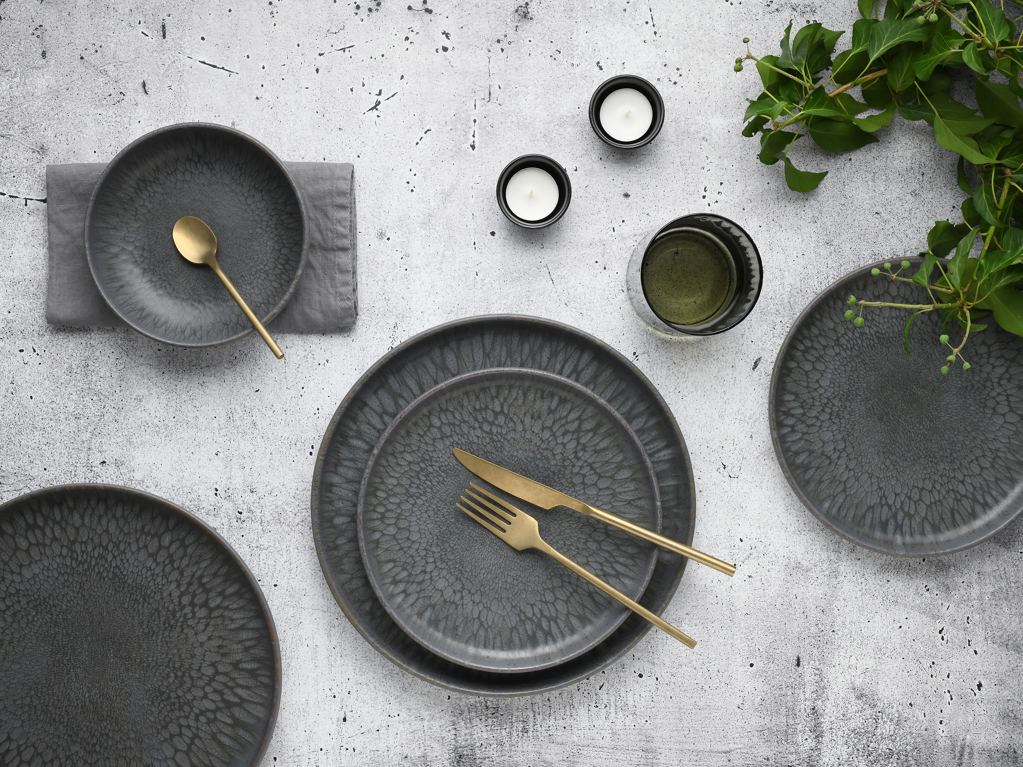 CreaTable Dessertteller Uno in Farbe Volcano Dark seidenmatt