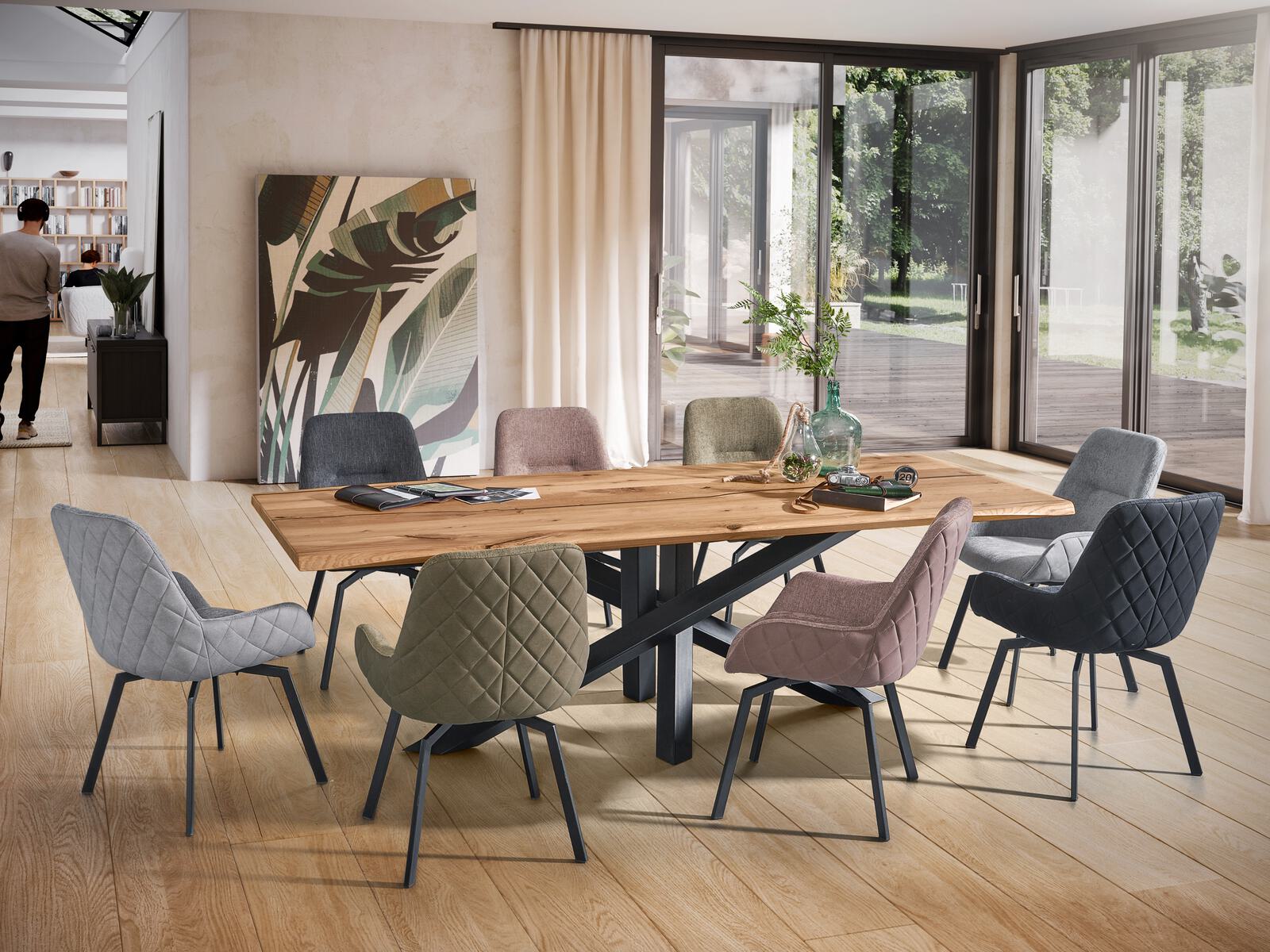 Frankenmöbel Esstisch mit Spinnenfuß ca. 240x100cm in Wildeiche massiv geölt