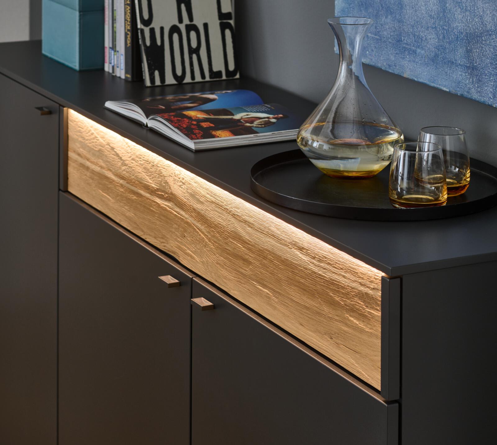 Sideboard  in Eiche gehackt geölt gebürstet, Moebel, Anrichte, Glas