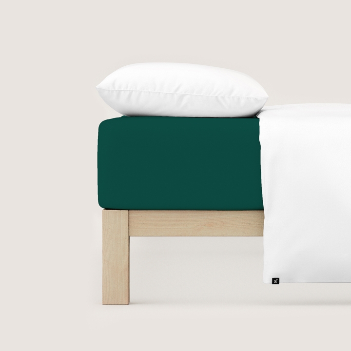 Schlafgut Casual Spannbettlaken ca. 120x200-130x200cm in Farbe Green Deep