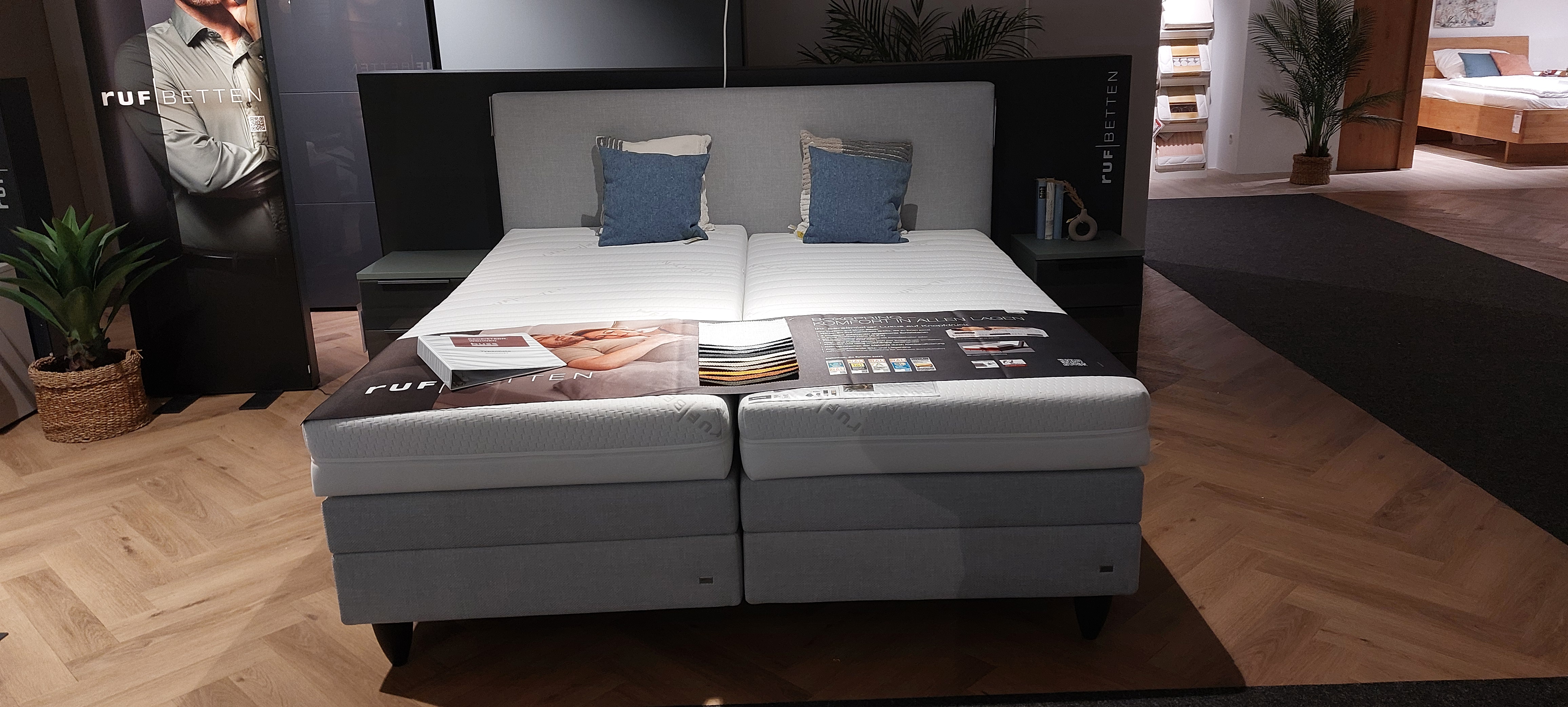 RUF Betten Boxspringbett MOVIDA ca. 180x200cm in Farbe Stoff hellgrau
