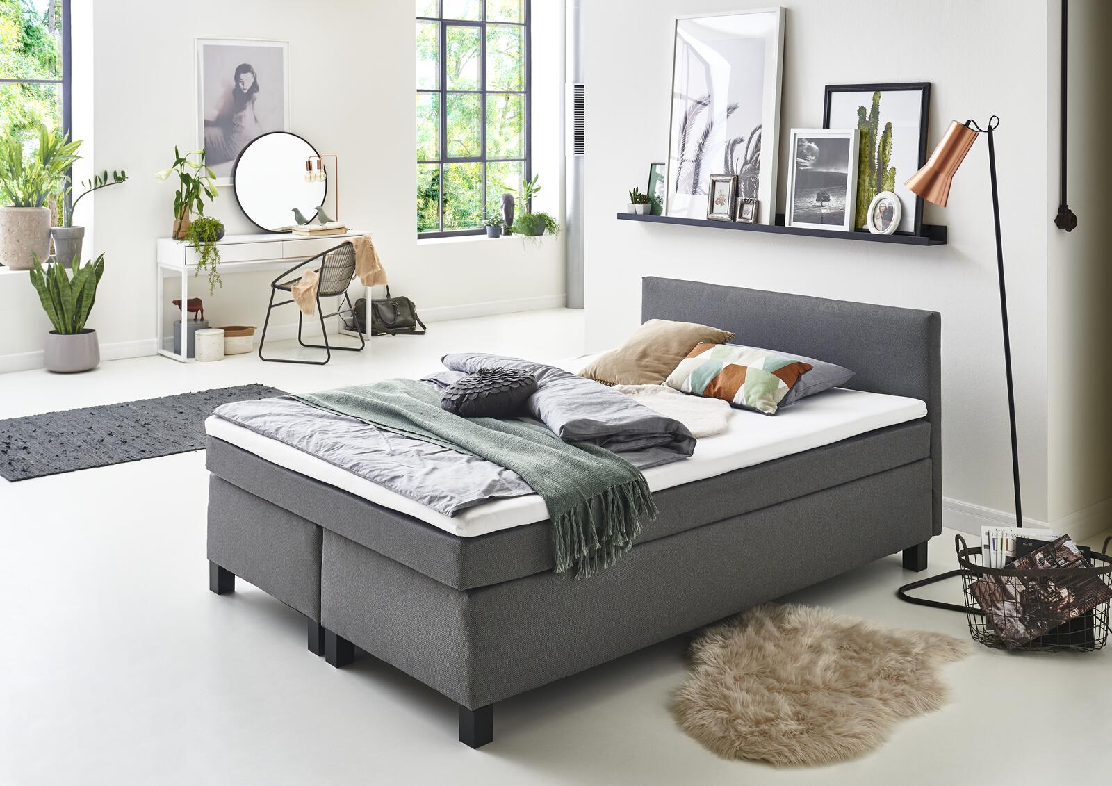 Sun Garden Boxspringbett Philly ca. 140x200cm in Stoff uni anthrazit Sun Garden Boxspringbett Philly ca. 140x200cm in Stoff uni anthrazit