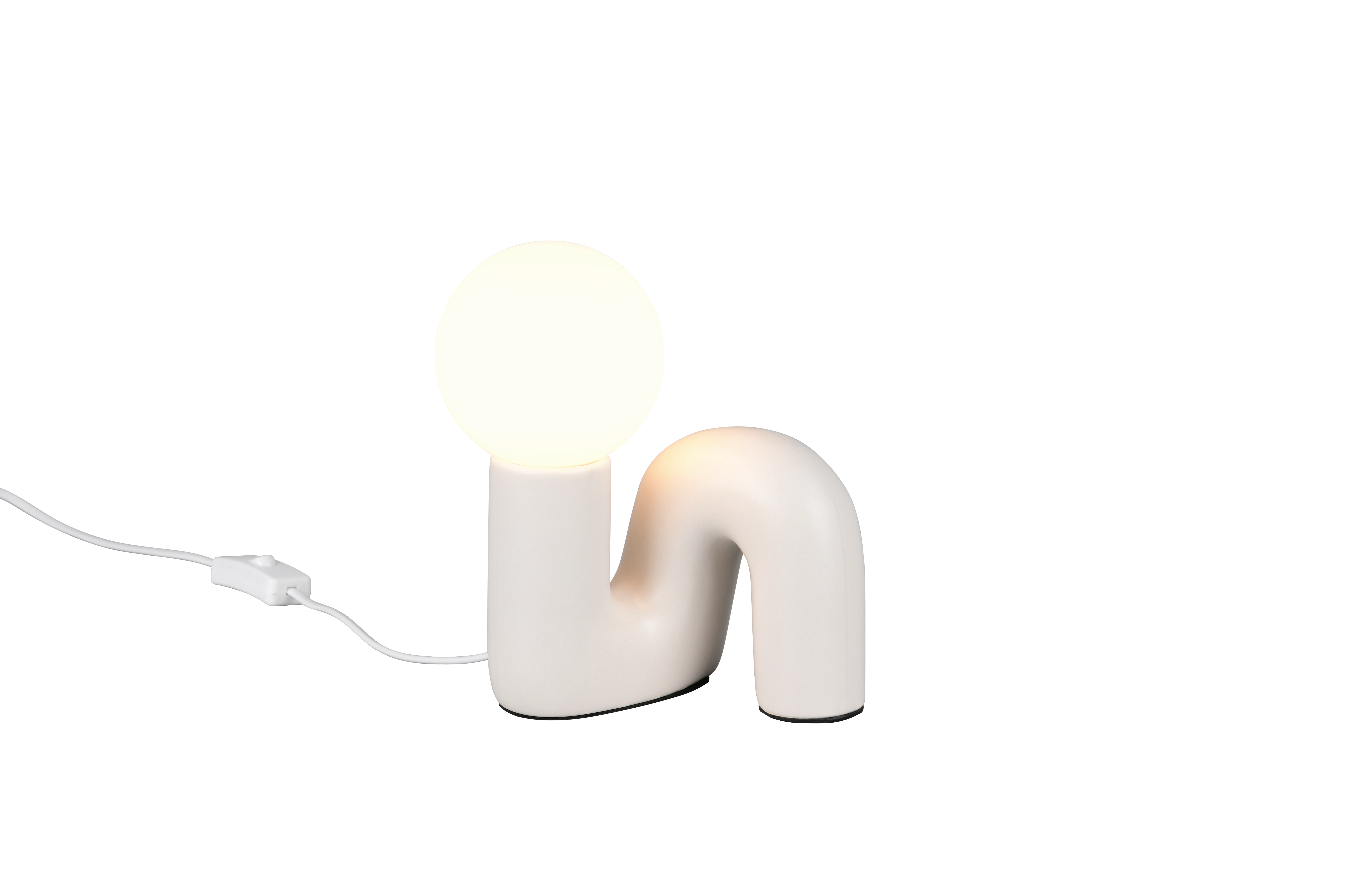 Reality Leuchten Tischleuchte QUINN in warm grey, Glas weiß, Licht