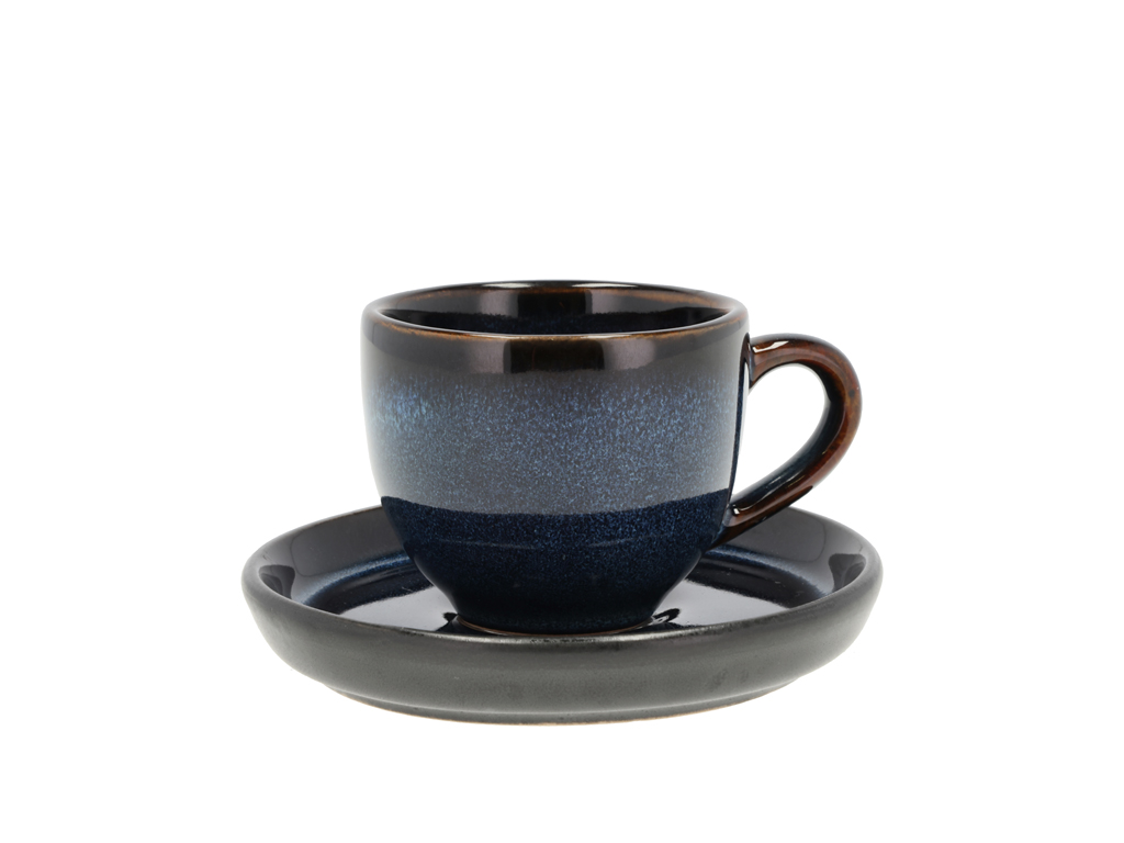 BITZ Espressotasse mit Untertasse 0,07 Liter in Farbe dunkelblau/schwarz