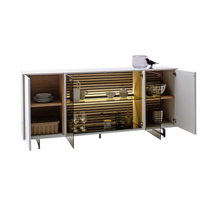 SCHÖNER WOHNEN-Kollektion Sideboard YONNA, ca. 203 x 80 x 44 cm in Kerneiche natur gebürstet lackweiß