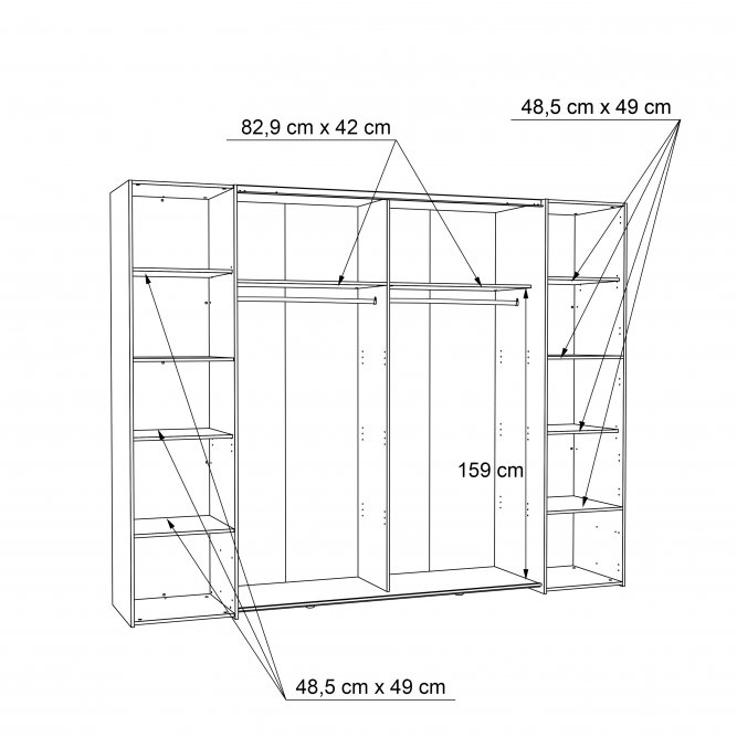 Forte Möbel Schwebetürenschrank NARAGO in Artisan Eiche/Betonoptik dunkelgrau