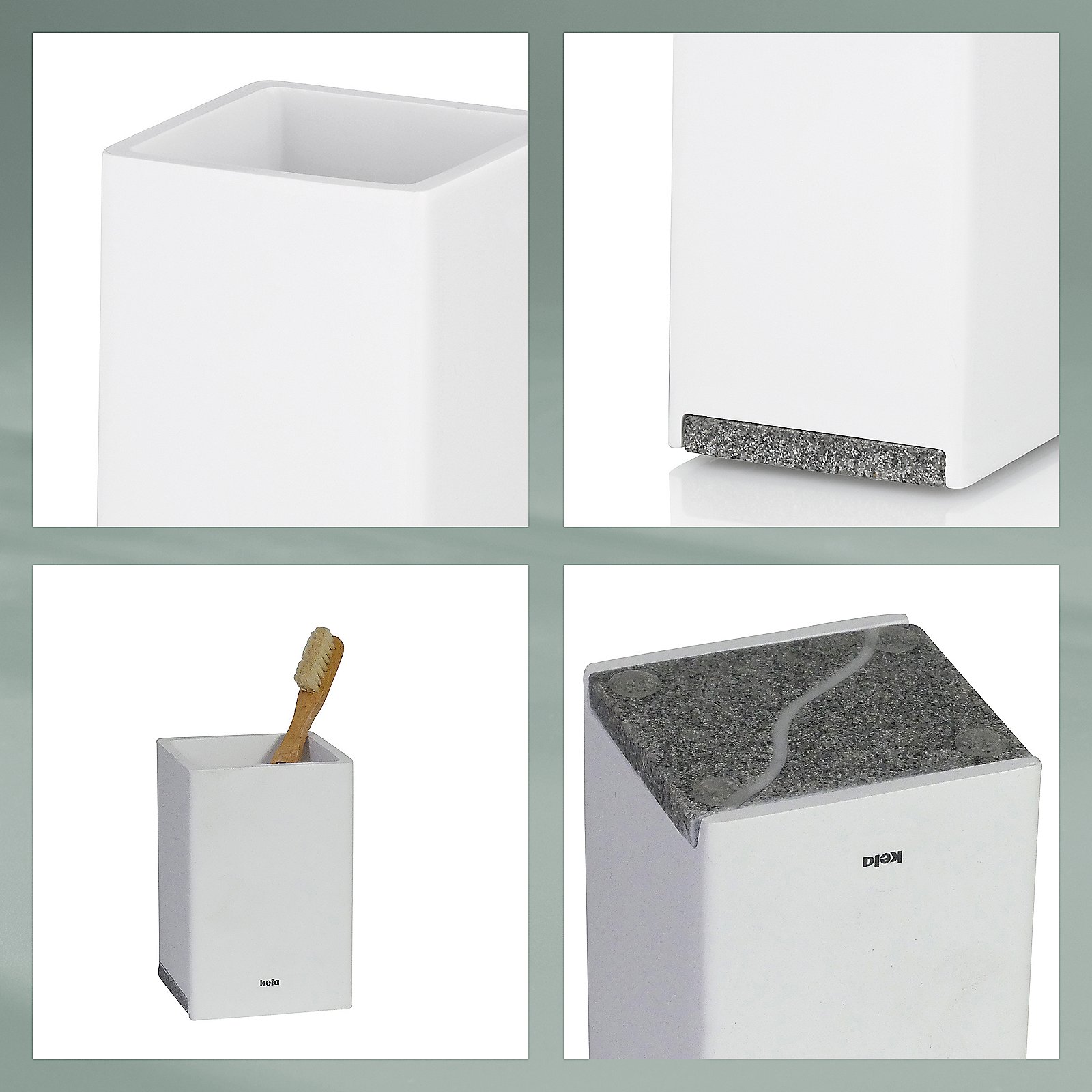 Kela Becher Cube CUBE in Weiß, Krug, Werkzeug, Zahnbürste, Porzellan, Töpferei