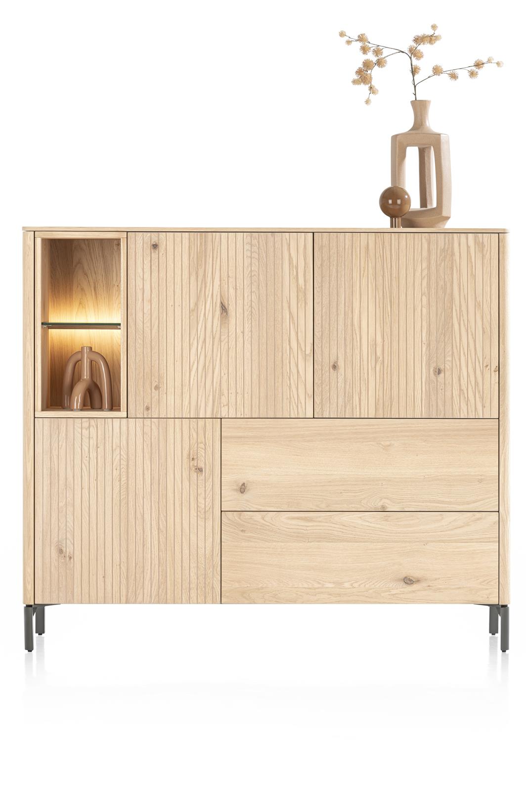 XOOON Highboard TRENTON ca. B153 H133 T42 cm in Eiche furniert,Gestell graphit XOOON Highboard TRENTON ca. B153 H133 T42 cm in Eiche furniert,Gestell graphit