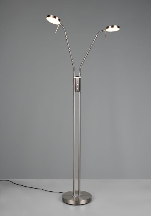 Trio LED-Stehleuchte MONZA 2-flammig in Farbe Nickel matt, Kunststoff weiß, Lampe
