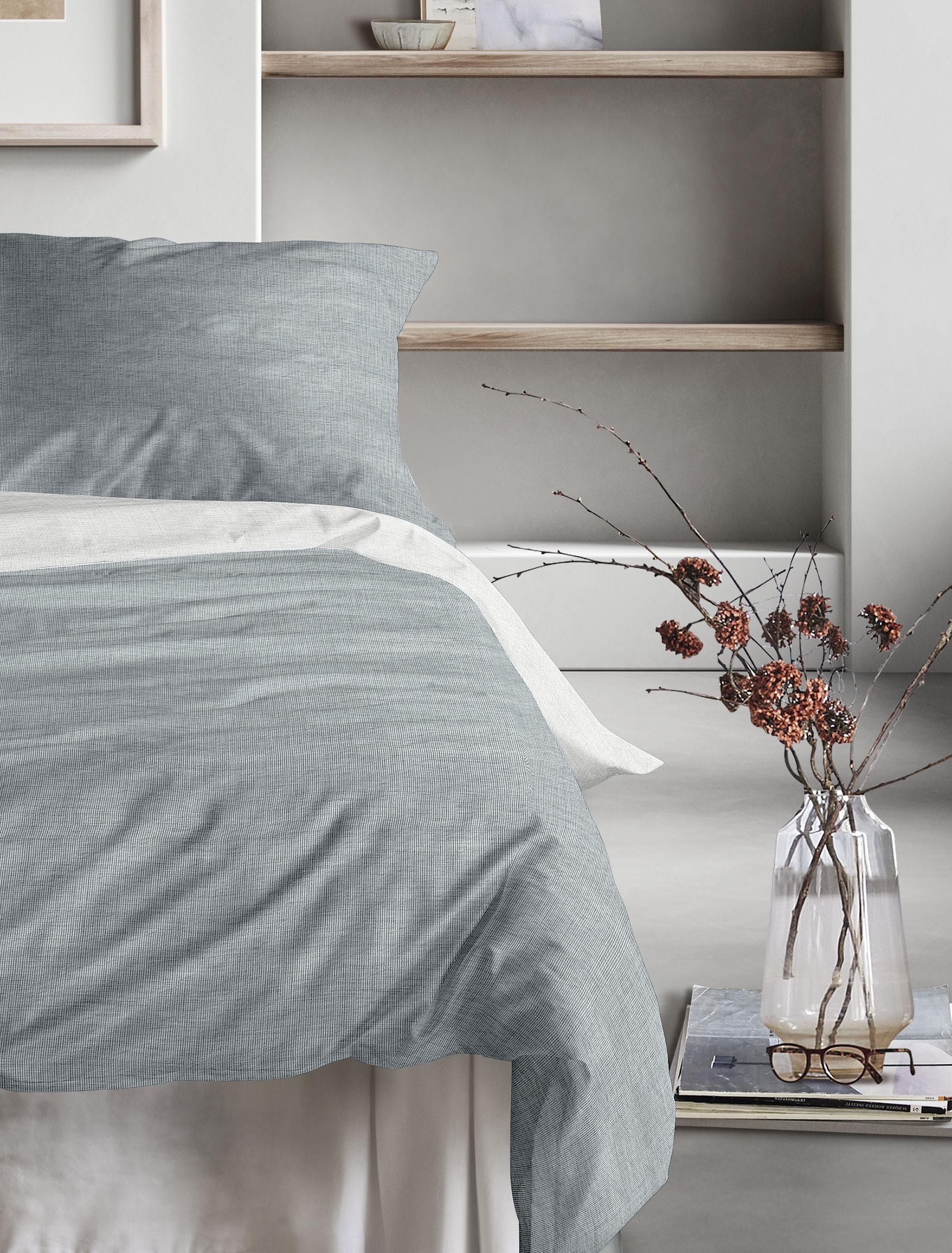 Irisette Mako-Satin Bettwäsche WAVE-HK ca. 155x220cm in Farbe blau, Moebel, Bett, Bettlaken