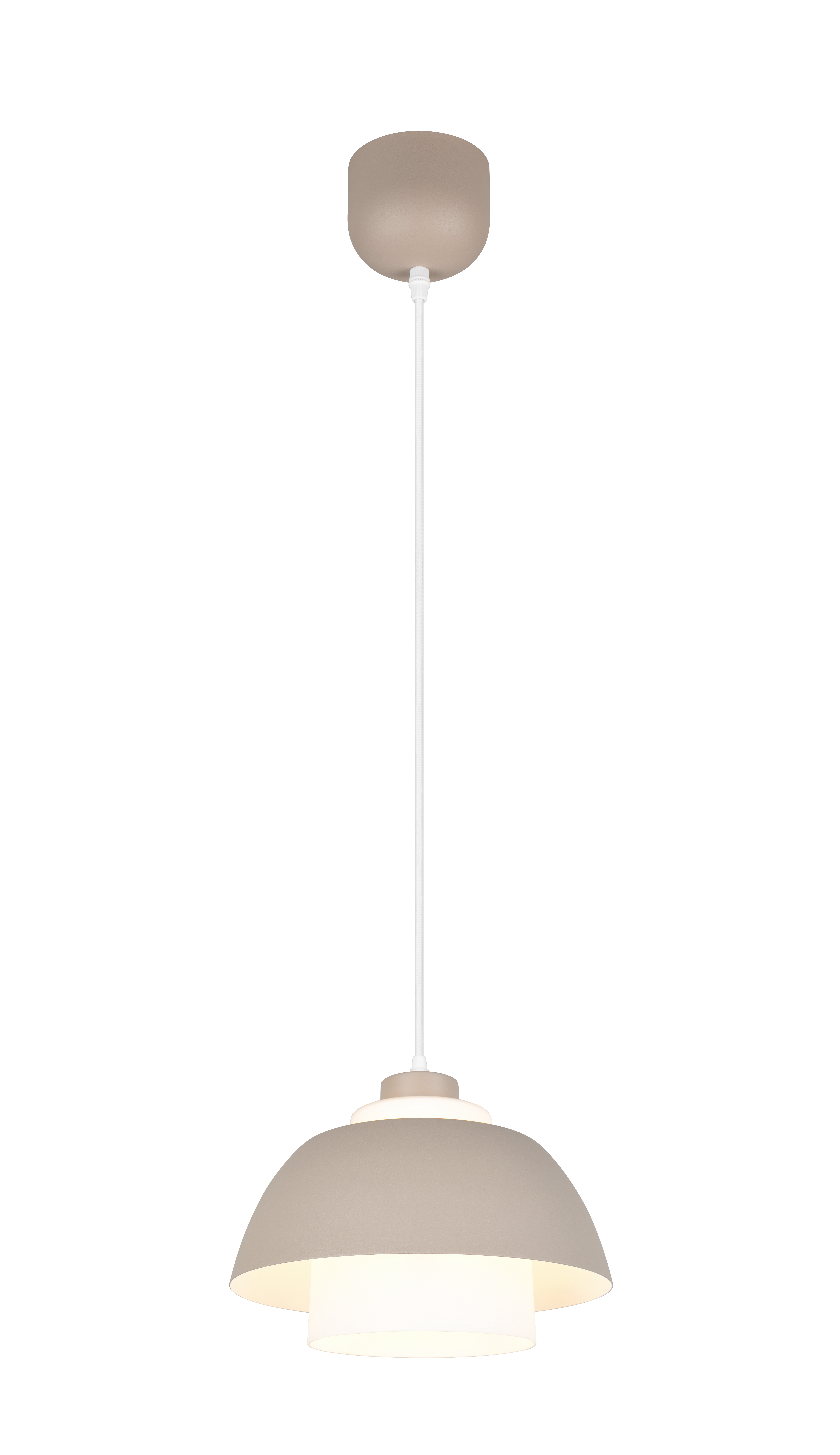 Reality Leuchten LED-Pendelleuchte TILOS in warm beige, Glas weiß, Lampe, Deckenleuchte