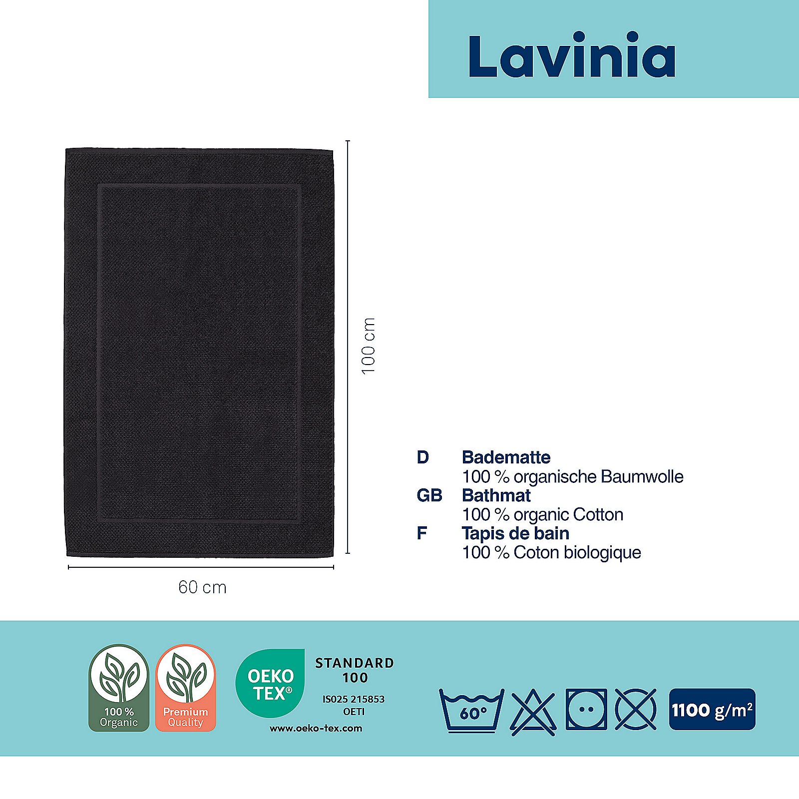 Kela BADVORLEGER LAVINIA in Schwarz, Dekoration für Zuhause, Teppich, Werbung, Seite, Text