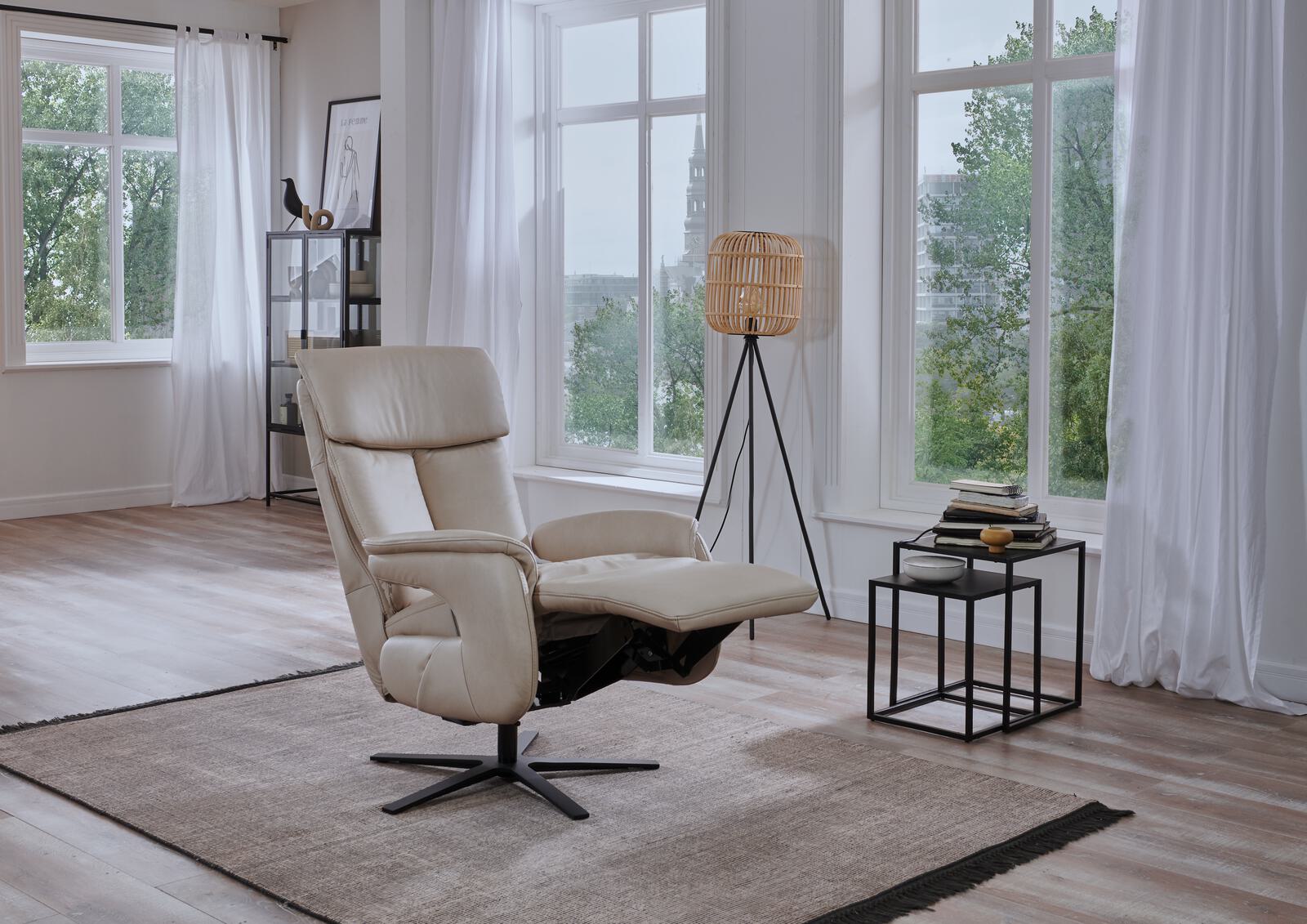 Polsteria Relaxsessel MIRA LAZYLINE in Leder Evita ecru