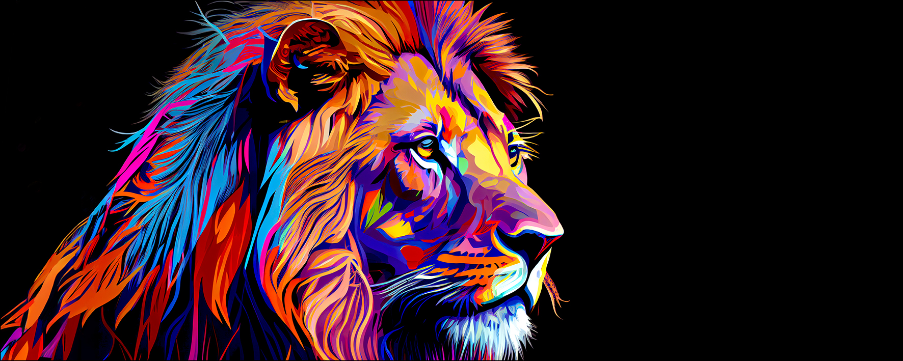 PRO ART Glas-Art 125x50cm Colorful Lion Head V