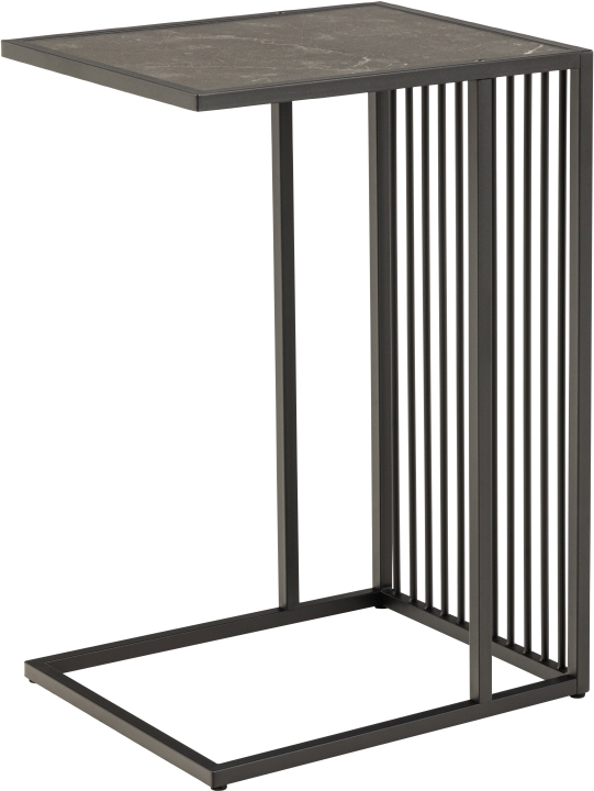 Actona Ecktisch STRINGTON ca. 43x35cm in Platte Melamin Marmor schwarz, Gestell Metall schwarz