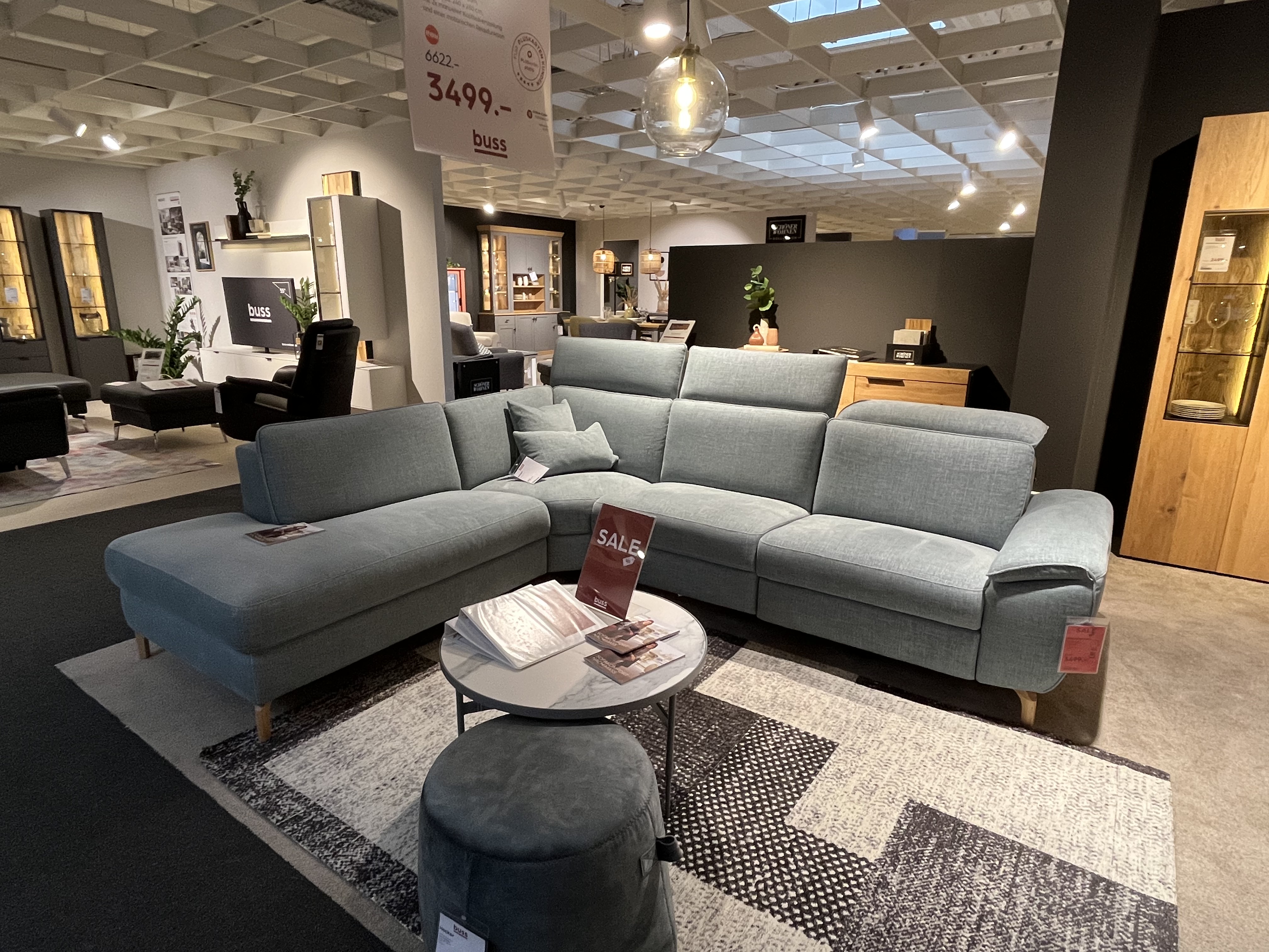 Polstergruppe  in Stoff Escana mineral Gr.3, Drinnen, Mobiliar, Teppich, Couch, Lampe