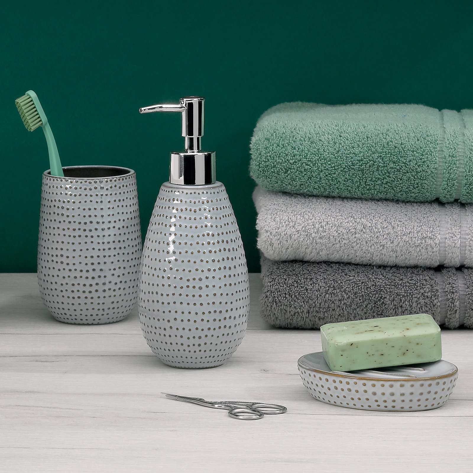 Kela Becher Dots graubraun DOTS in , Pinsel, Gerät, Werkzeug, Zahnbürste