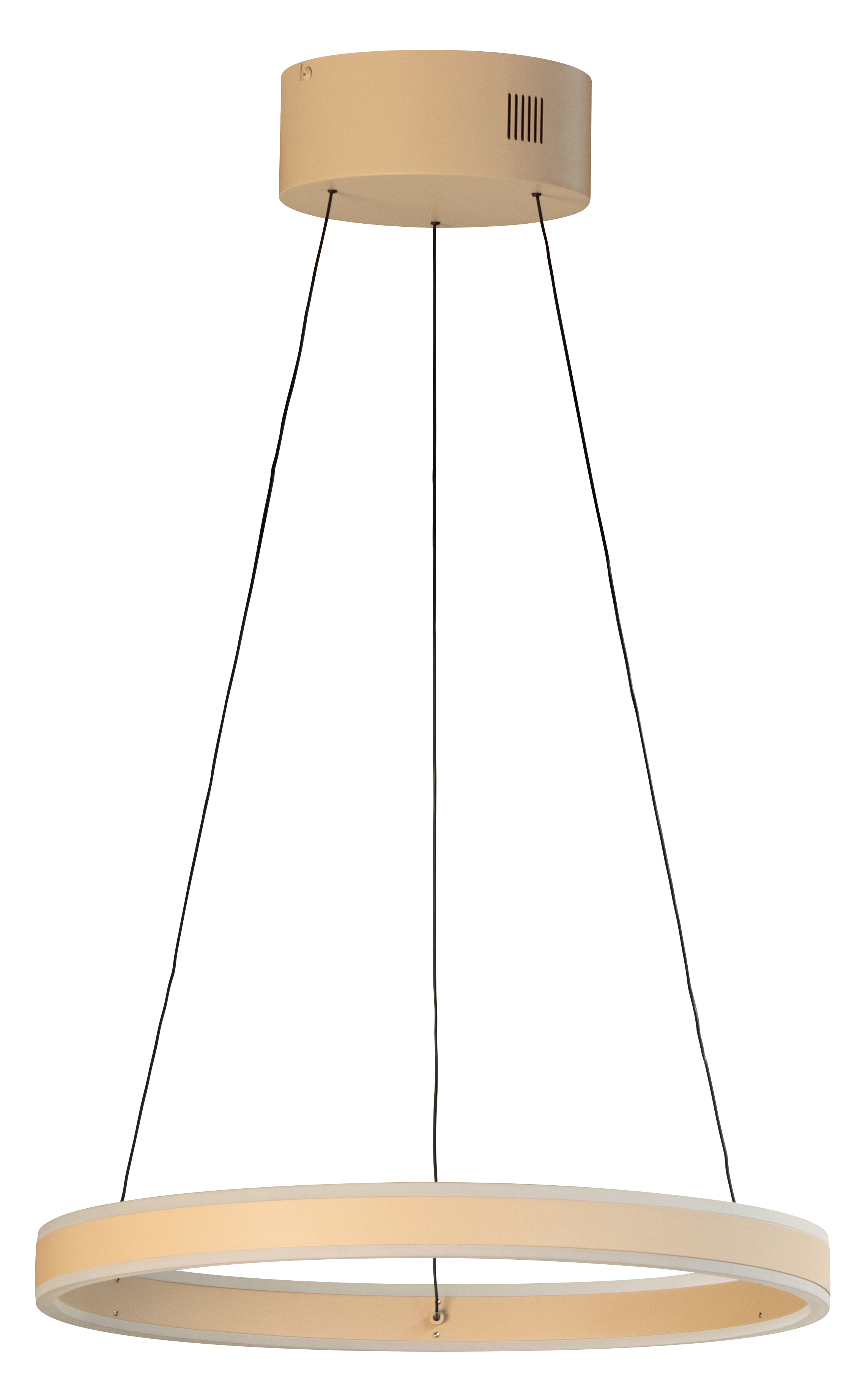 Fischer & Honsel LED-Pendelleuchte SILVIO 1-flammig in Farbe Metall sandfarbig/Acryl weiß, Lampe, Kronleuchter