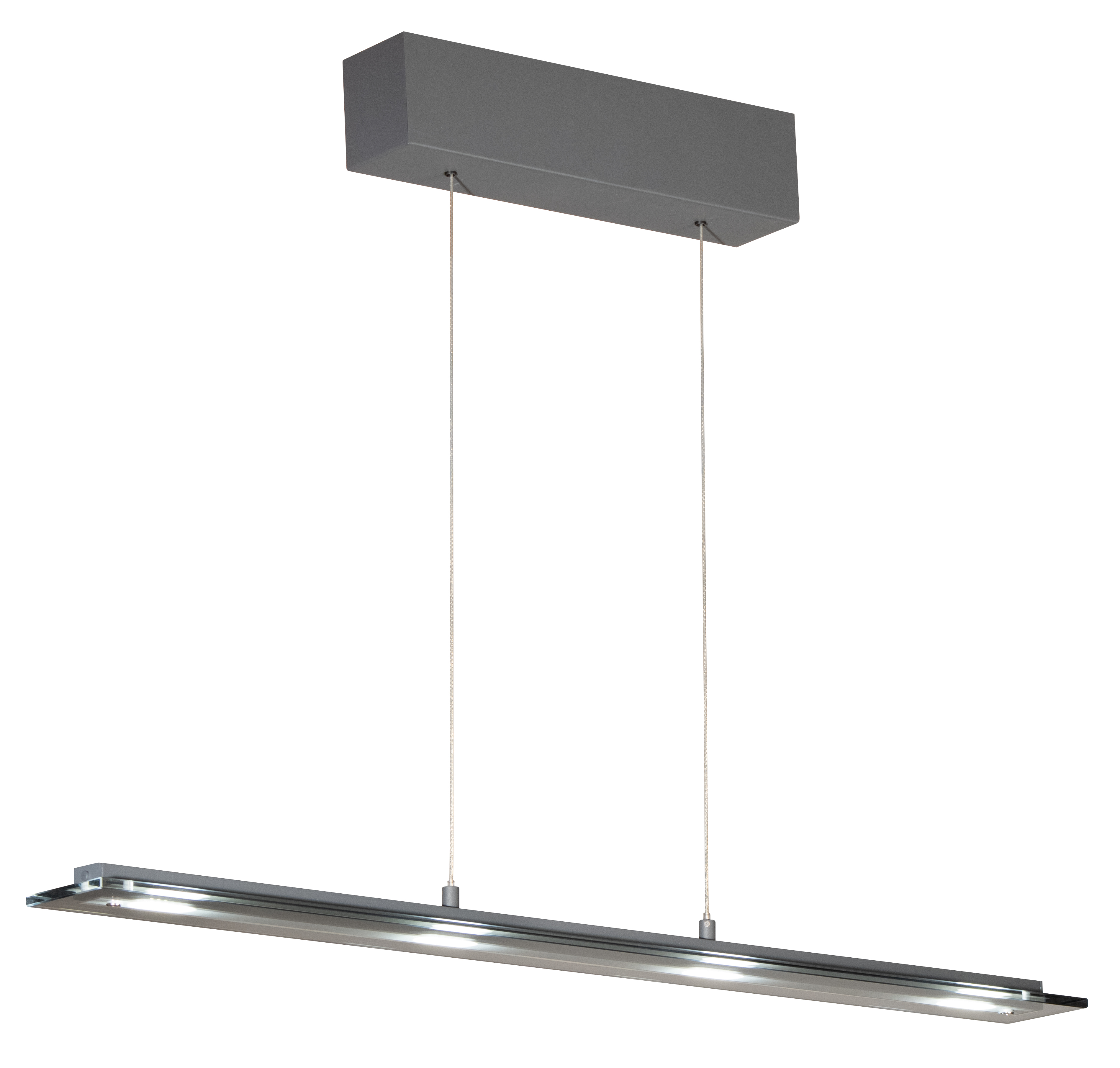 Fischer & Honsel LED-Pendelleuchte TORVI 4-flammig in Farbe Metall sandgrau/Glas rauchfarbig, Leuchte, Lampe