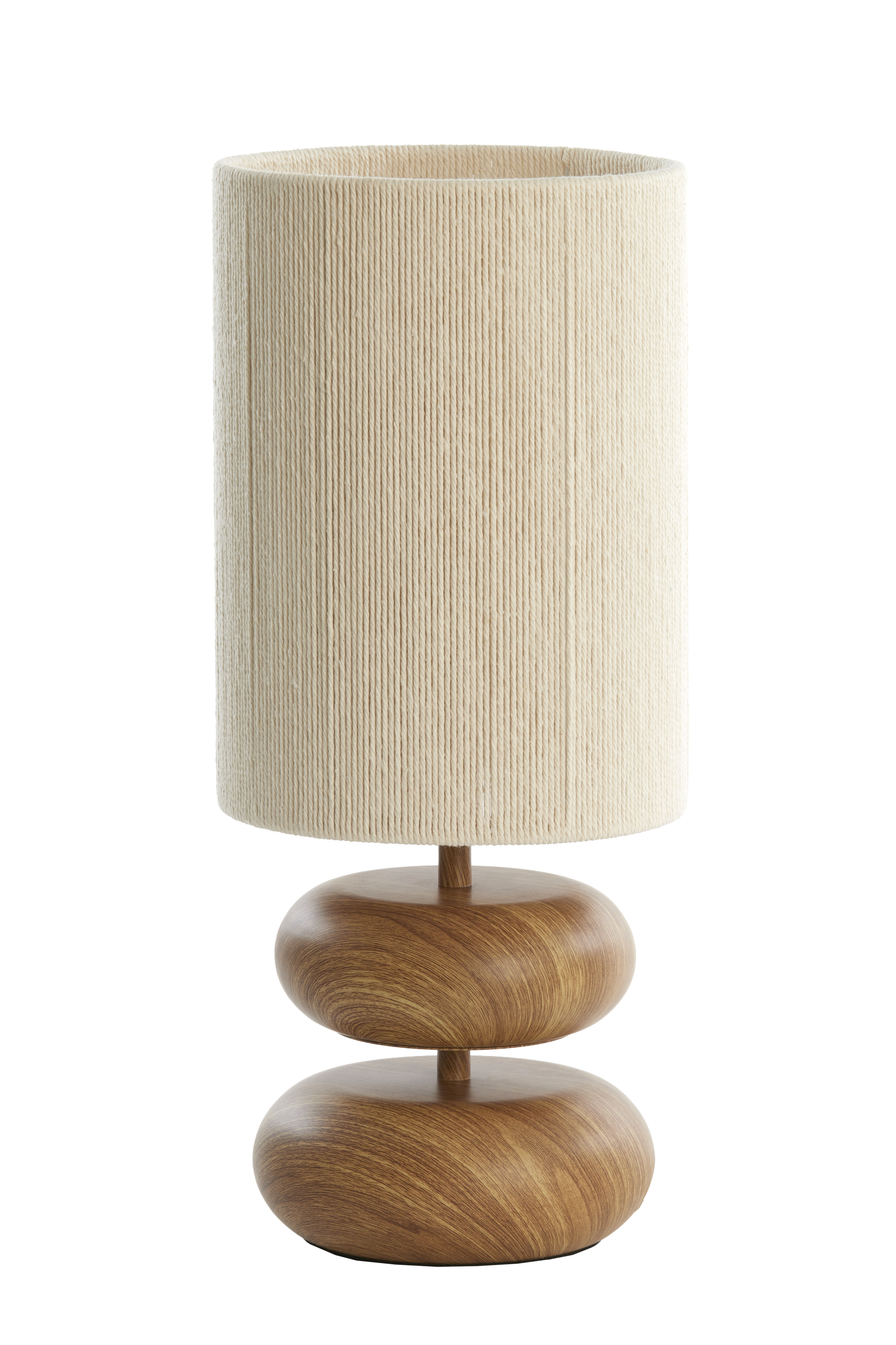 Tischleuchte  Durchm. 22x51cm in wood Print natur+Rope creme