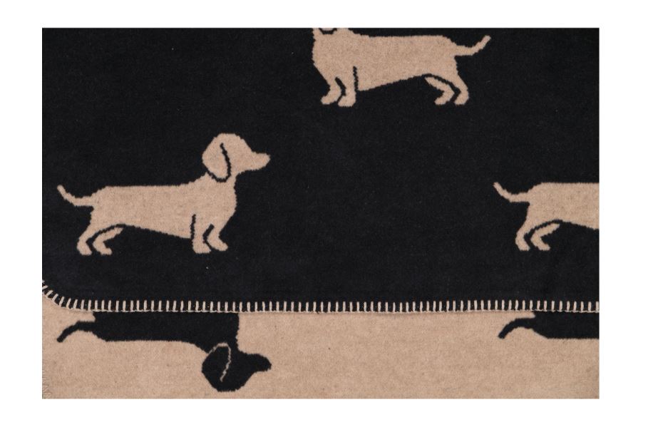 Cawö Wohndecke WE LOVE DOGS WOHNDECKE 150x200cm in Farbe schwarz/beige, Dekoration für Zuhause, Teppich
