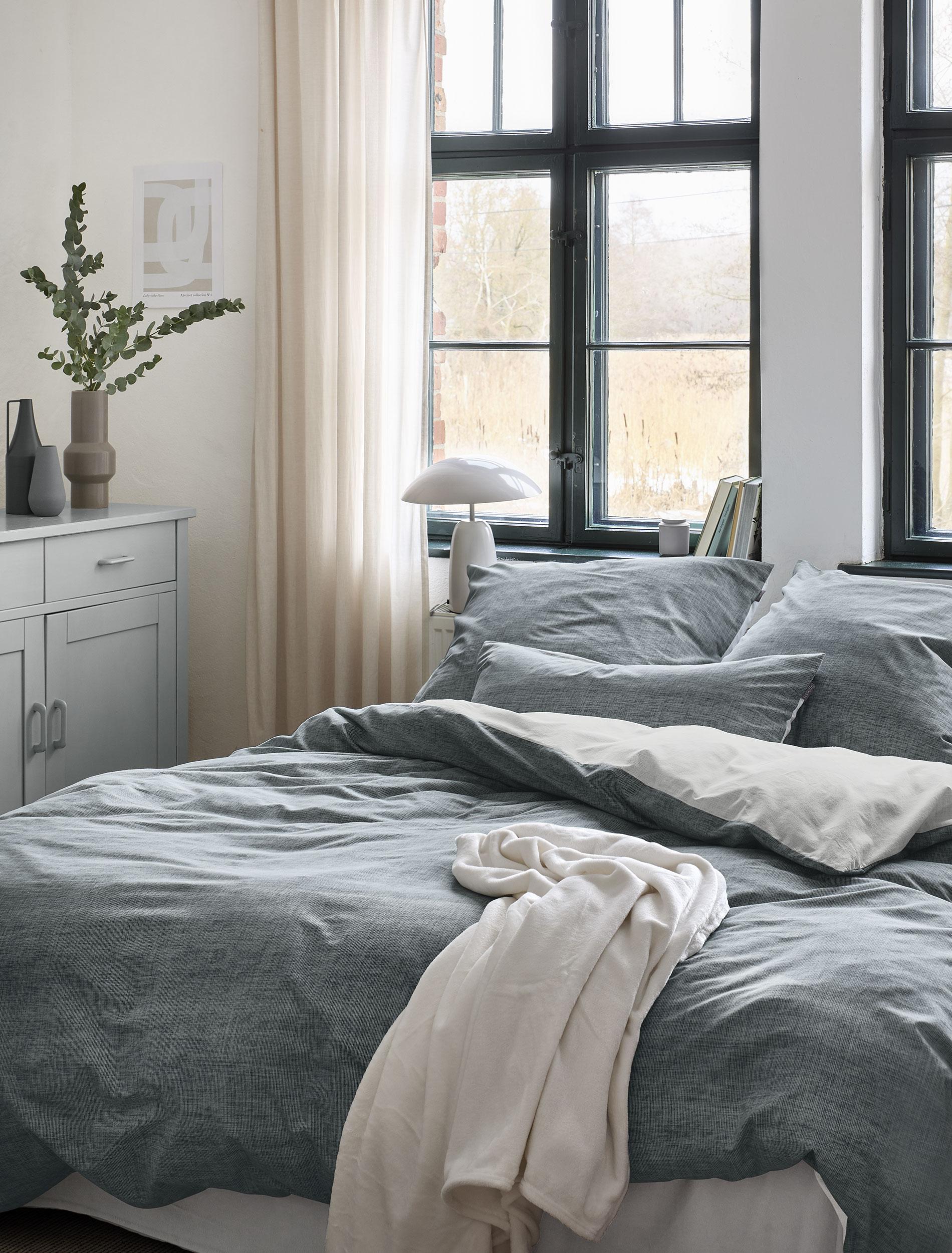 Irisette Mako-Satin Bettwäsche WAVE-HK ca. 135x200cm in Farbe blau, Moebel, Bett, Decke, Tasse