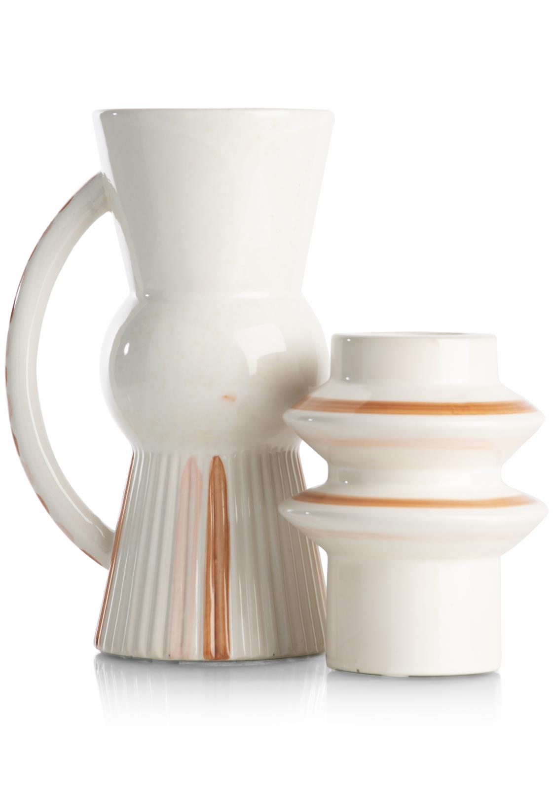 Coco Maison Kerzenhalter NORA ca. B13 H15 T13 cm in Keramik orange,braun,mehrfbg.