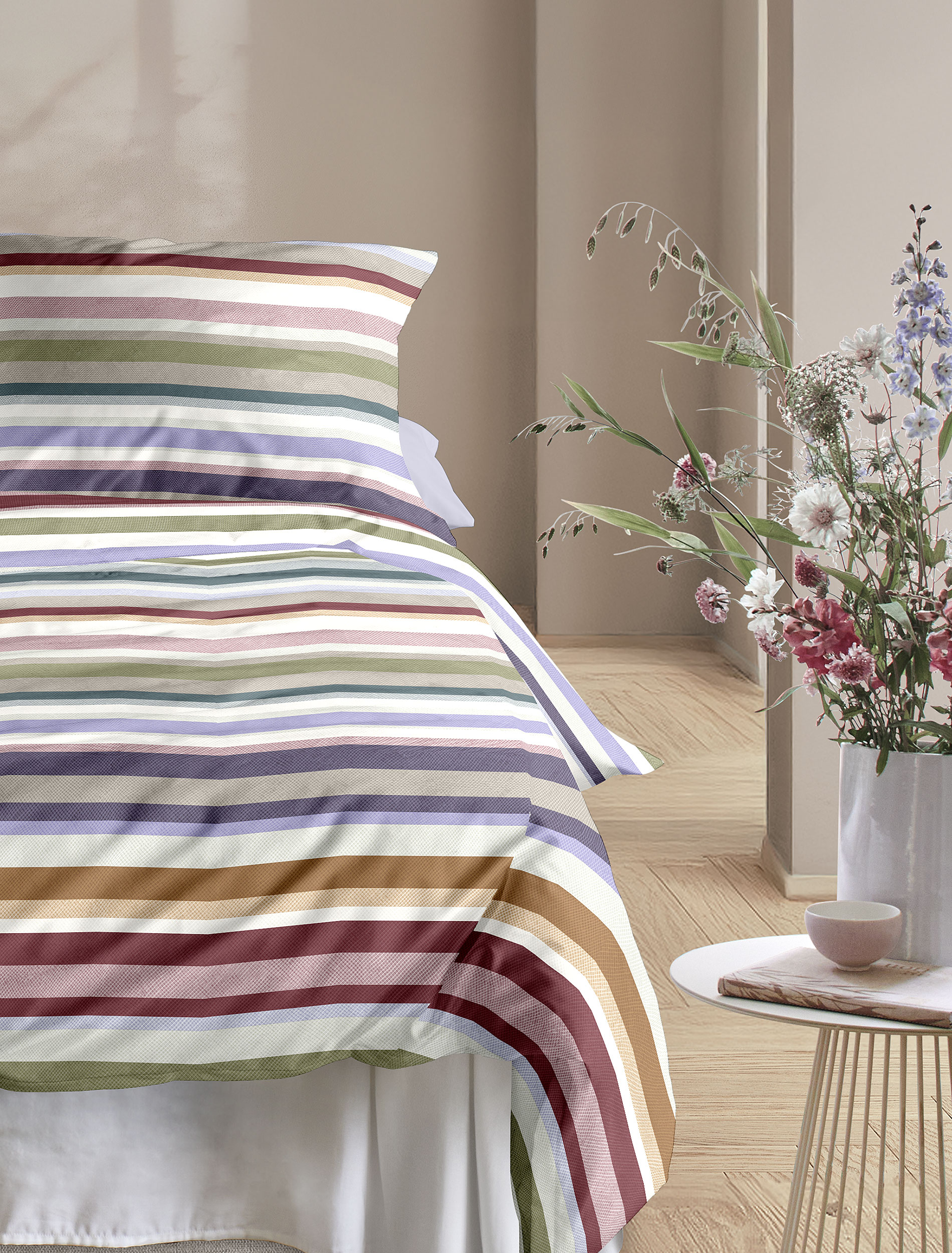 irisette Mako-Satin Bettwäsche WAVE in Farbe ca. 135x200cm, Moebel, Bett, Blume, Blumen-Arrangement, Pflanze