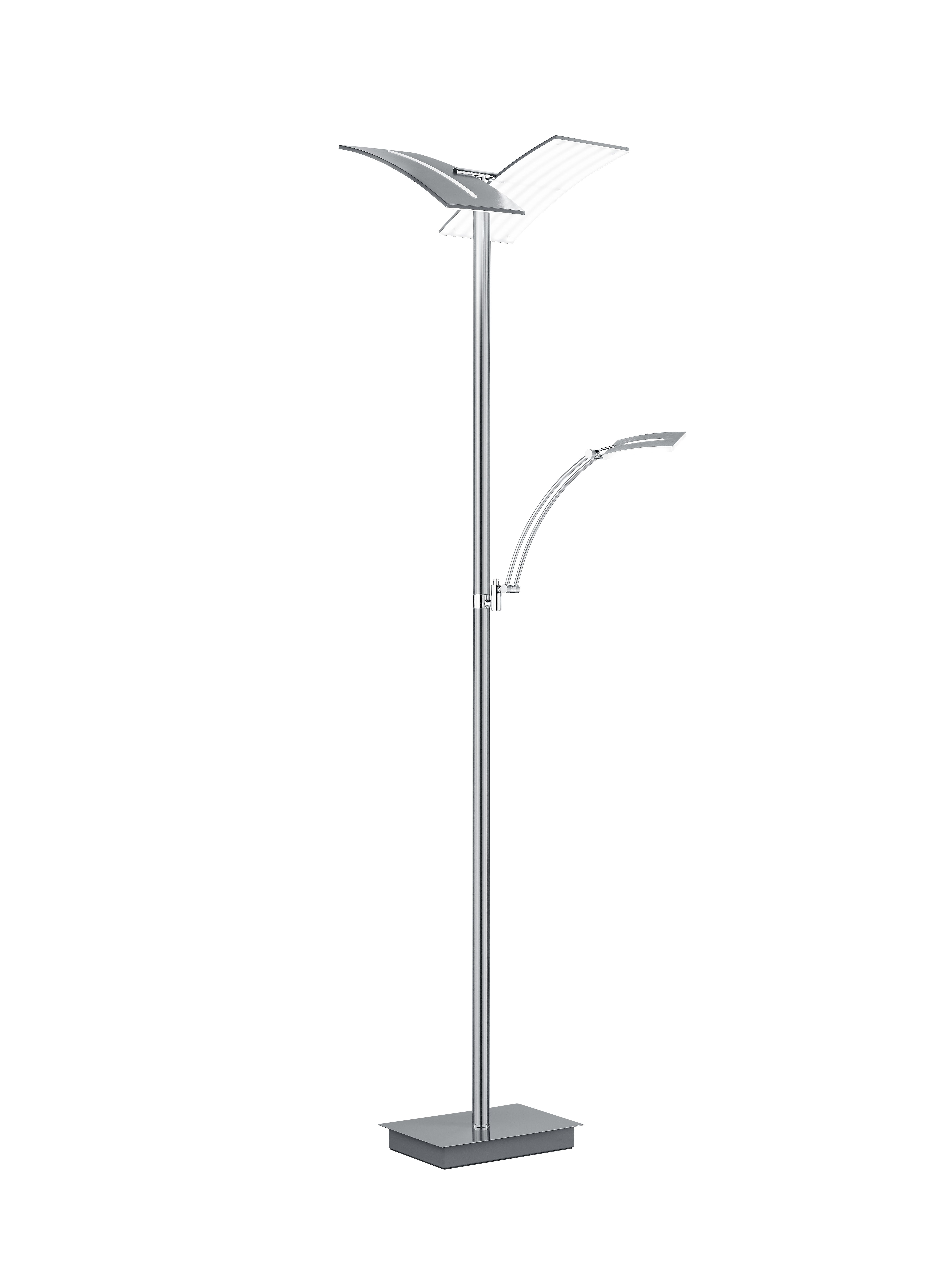 B-Leuchten LED-Stehleuchte Dual in Nickel matt mit Chrom Absetzung