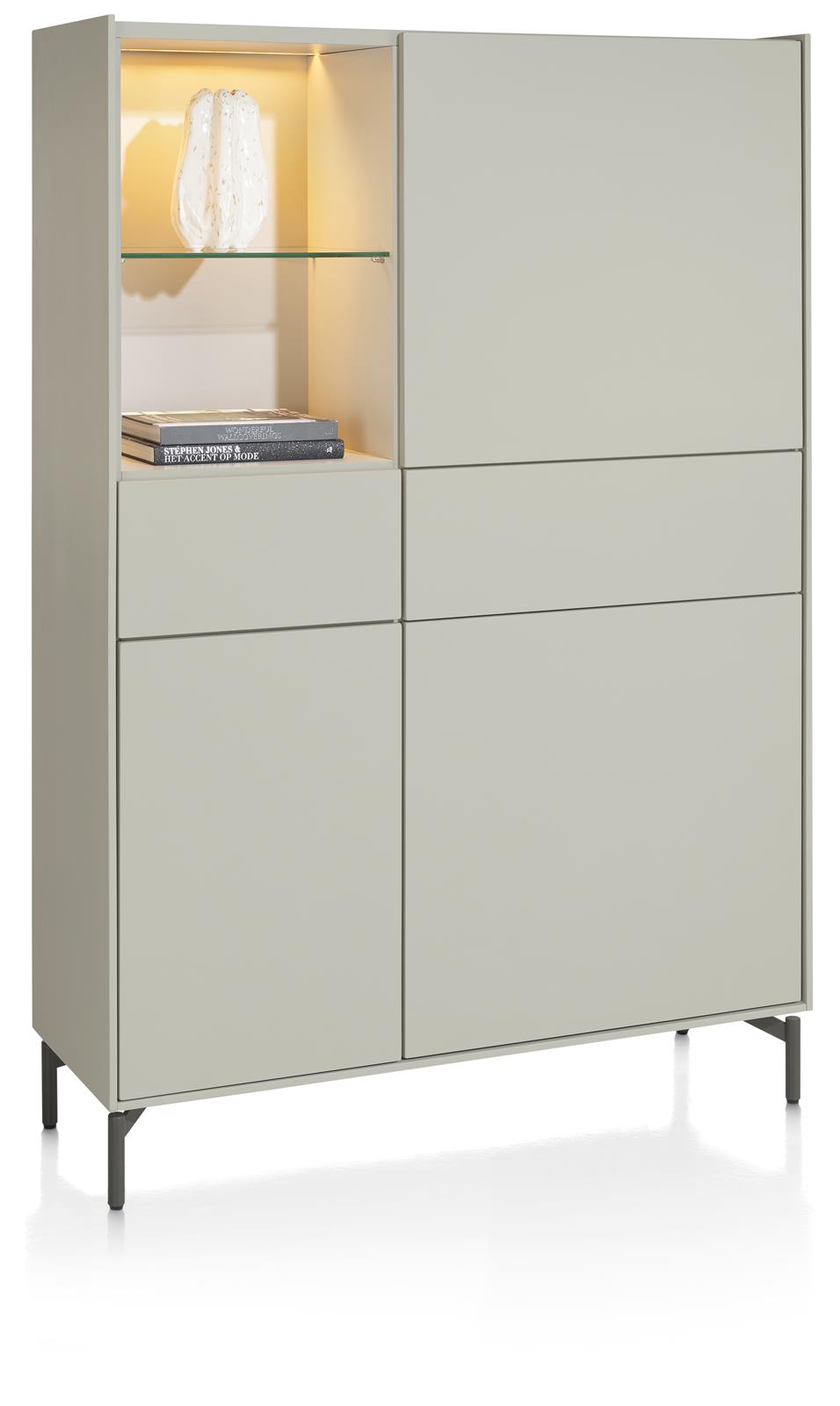XOOON Highboard Noon ca. B120 H175 T42 cm in silk grey lackiert