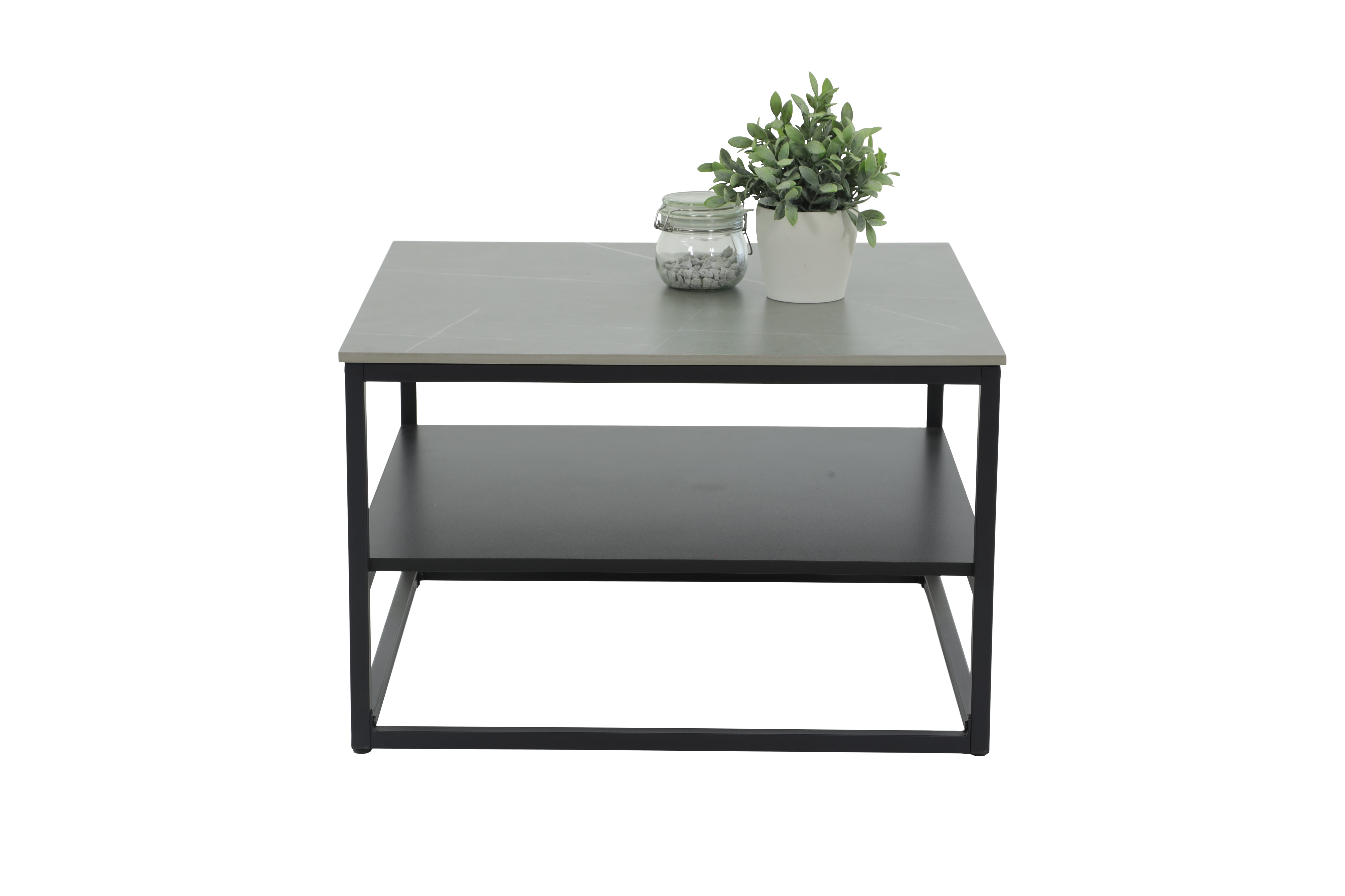 Hela Couchtisch HUGO ca. B70 H45 T70 cm in Platte Marmoropt.grau/schwarz