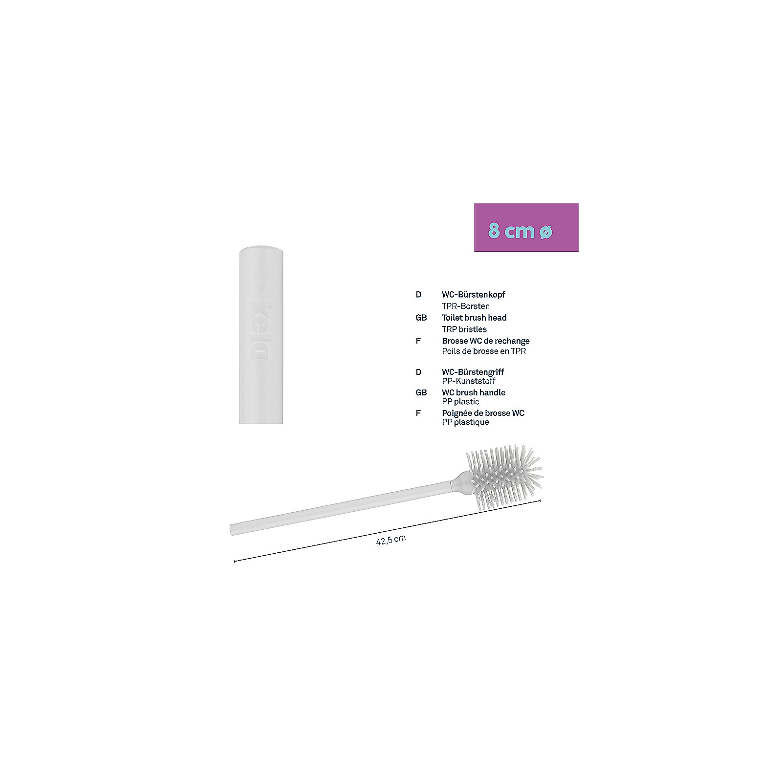 Kela WC-Bürste Silikon hellgrau LA BROSSE in , Seite, Text, Pinsel, Gerät, Werkzeug