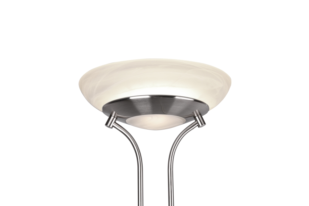 Reality Leuchten LED-Stehleuchte ORSON in Nickel matt, Glas alabasterfarbig