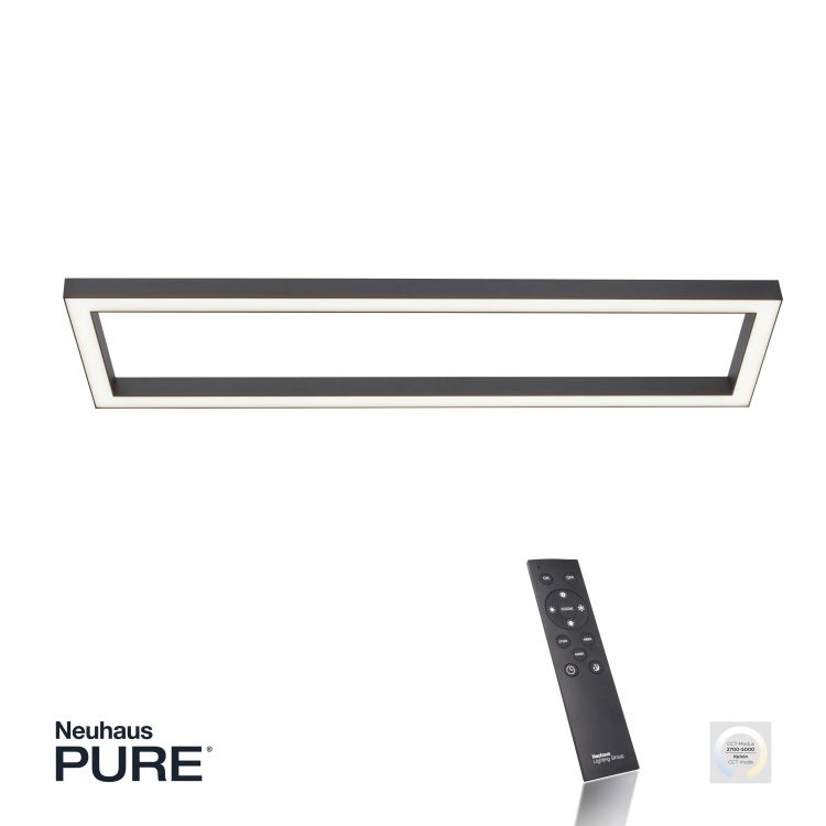 Paul Neuhaus LED-Deckenleuchte PURE LINES SQUARE 1-flammig in Farbe anthrazit, Elektronik, Fernsteuerung