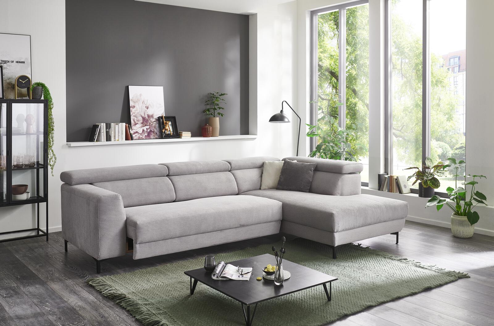 Polsterecke 7539 ca. 293x201cm in Stoff grau