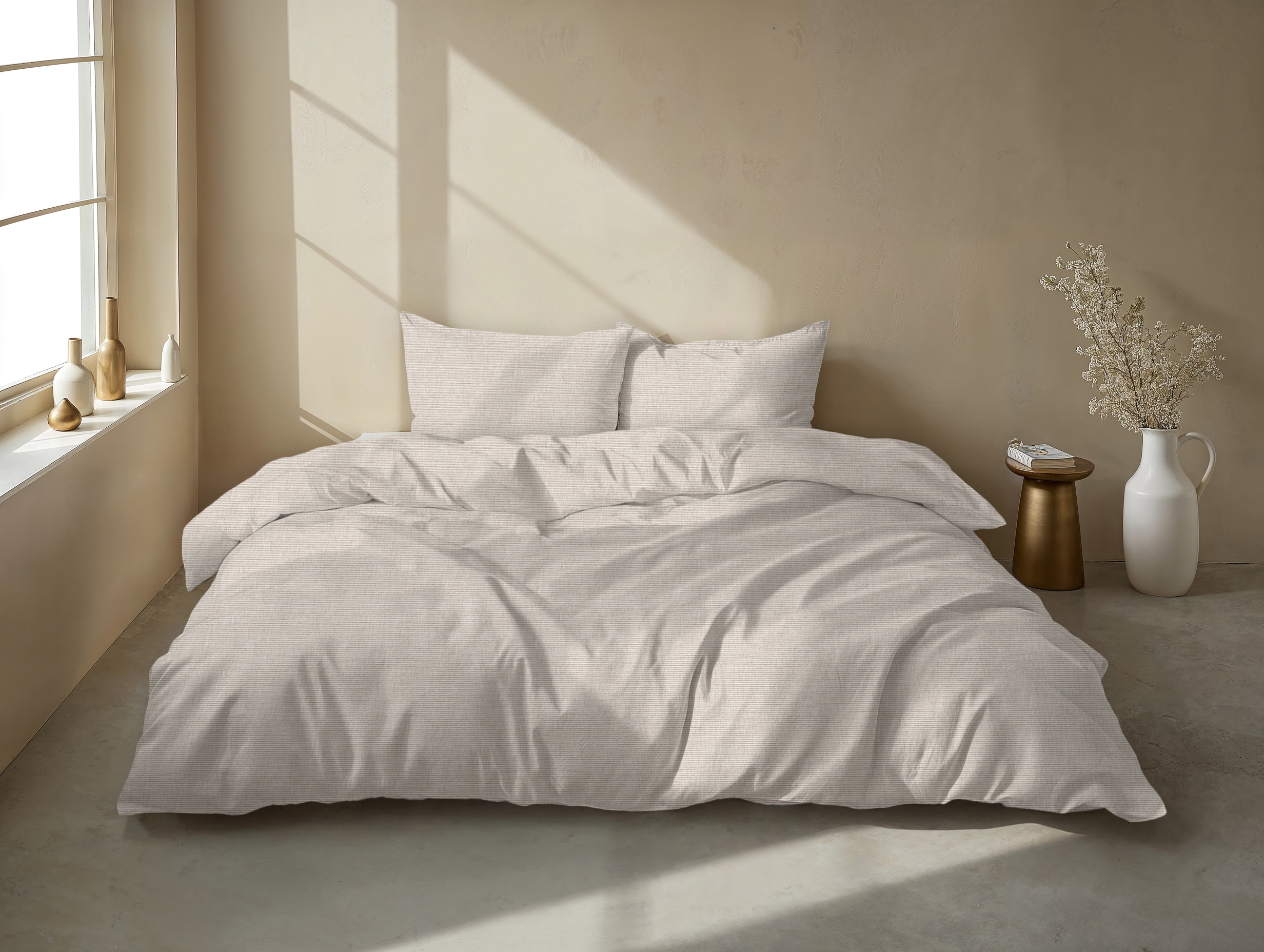 Heckettlane Bettwäsche ca. 155x220cm in Farbe Sandy-Beige, Kissen, Dekoration für Zuhause, Mobiliar, Kopfkissen, Decke
