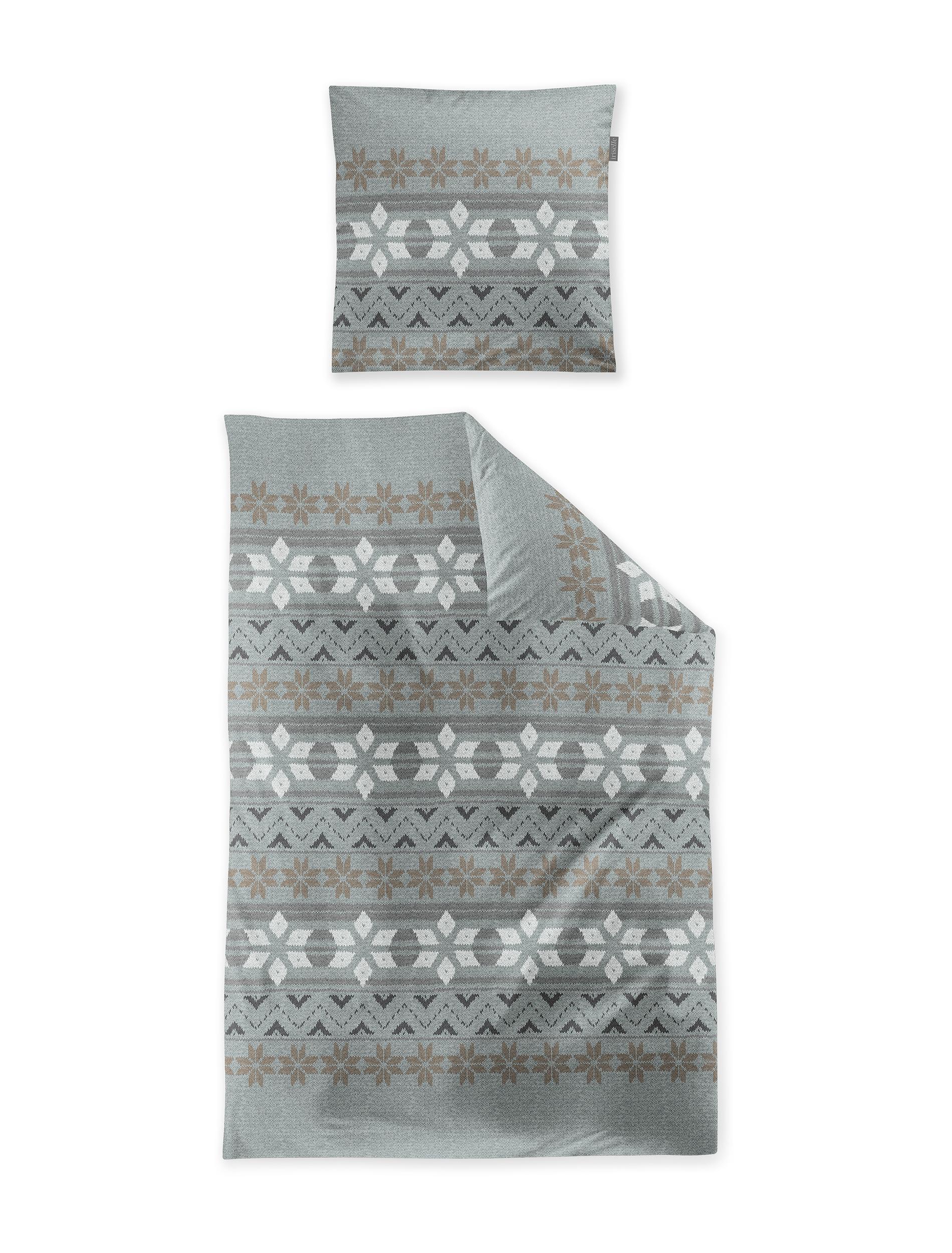 Irisette Feinbiber Bettwäsche PANDA ca. 135x200cm in Farbe jade