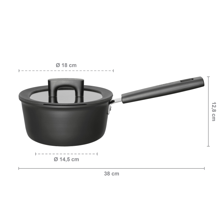 Fiskars Stieltopf mit Deckel HARD FACE 1,8Ltr./18cm in Farbe Black