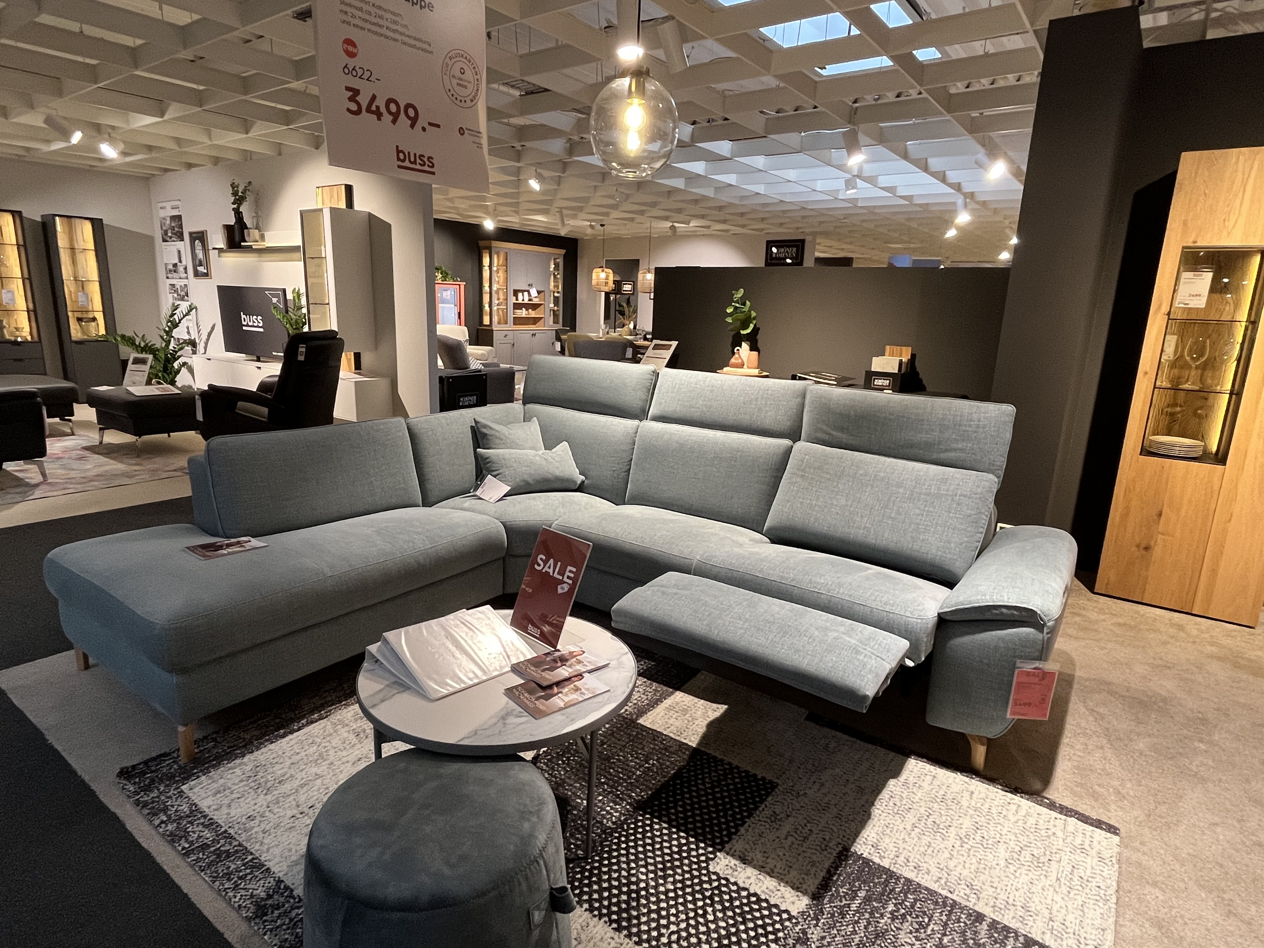 Polstergruppe  in Stoff Escana mineral Gr.3, Drinnen, Mobiliar, Lounge, Pflanze, Couch
