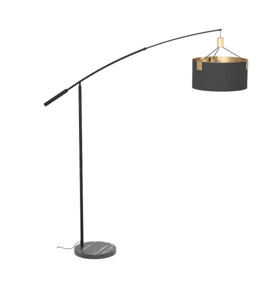 Eglo Leuchten Stehleuchte TORTOLA 1 in E27 schwarz/messing, Lampe, Lampenschirm