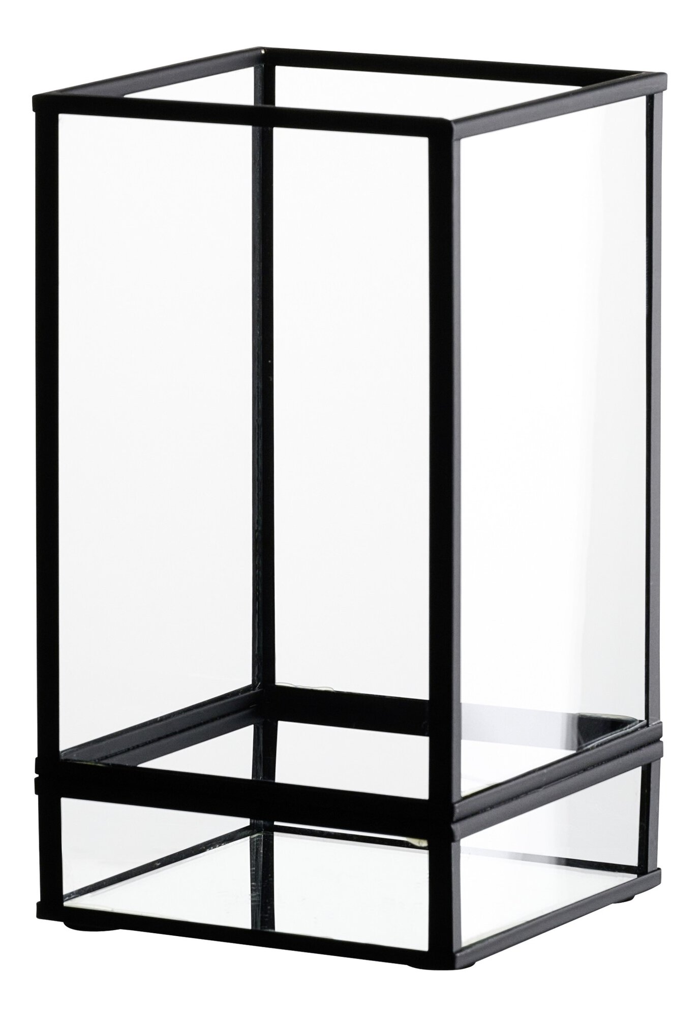 Ritzenhoff & Breker Windlicht NERO 10x10x17,5cmmitEisenfassung aus Glas klaröschwarz
