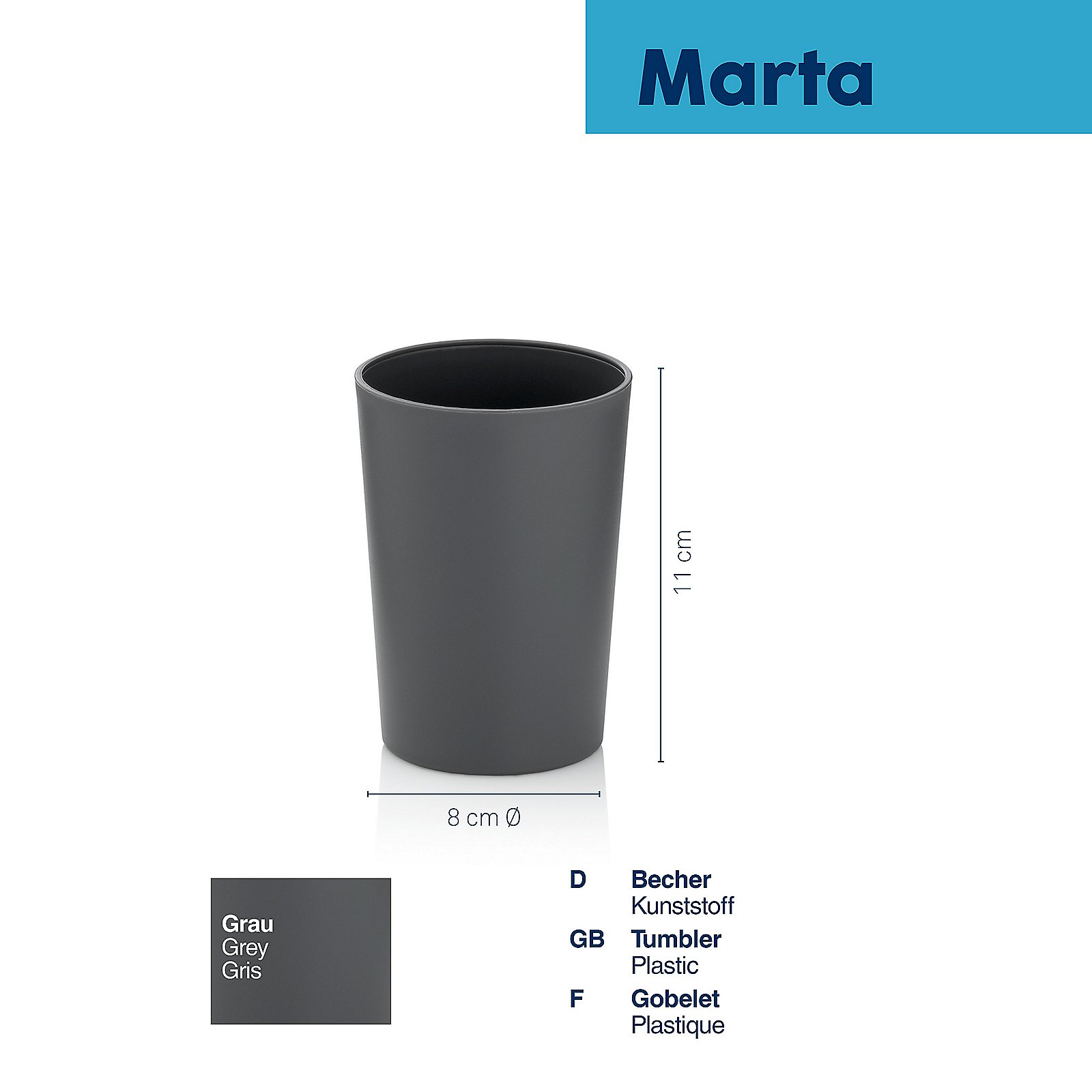 Kela Becher Marta grau MARTA in , Zylinder