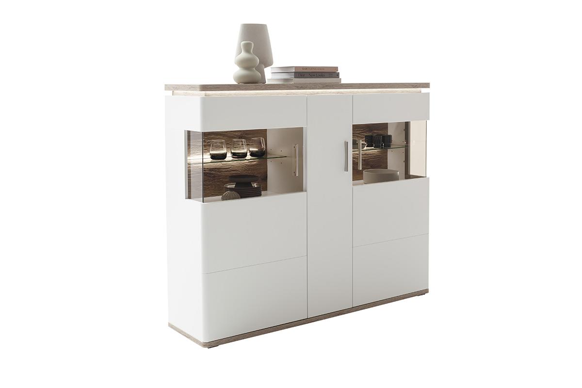 MCA Furniture Highboard PALERMO ca. B150 H124 T38 cm in Softwhite tiefgezogen