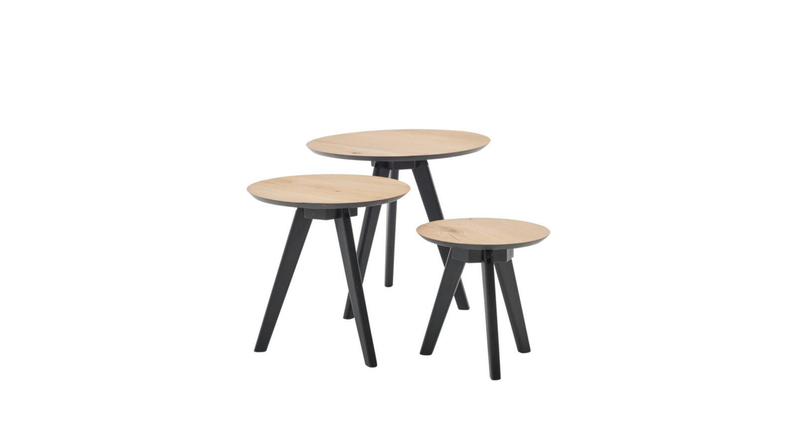 Roomio Couchtisch 3er-Set NO. 2002 mit Platte aus Eiche Echtholzfurnier natur