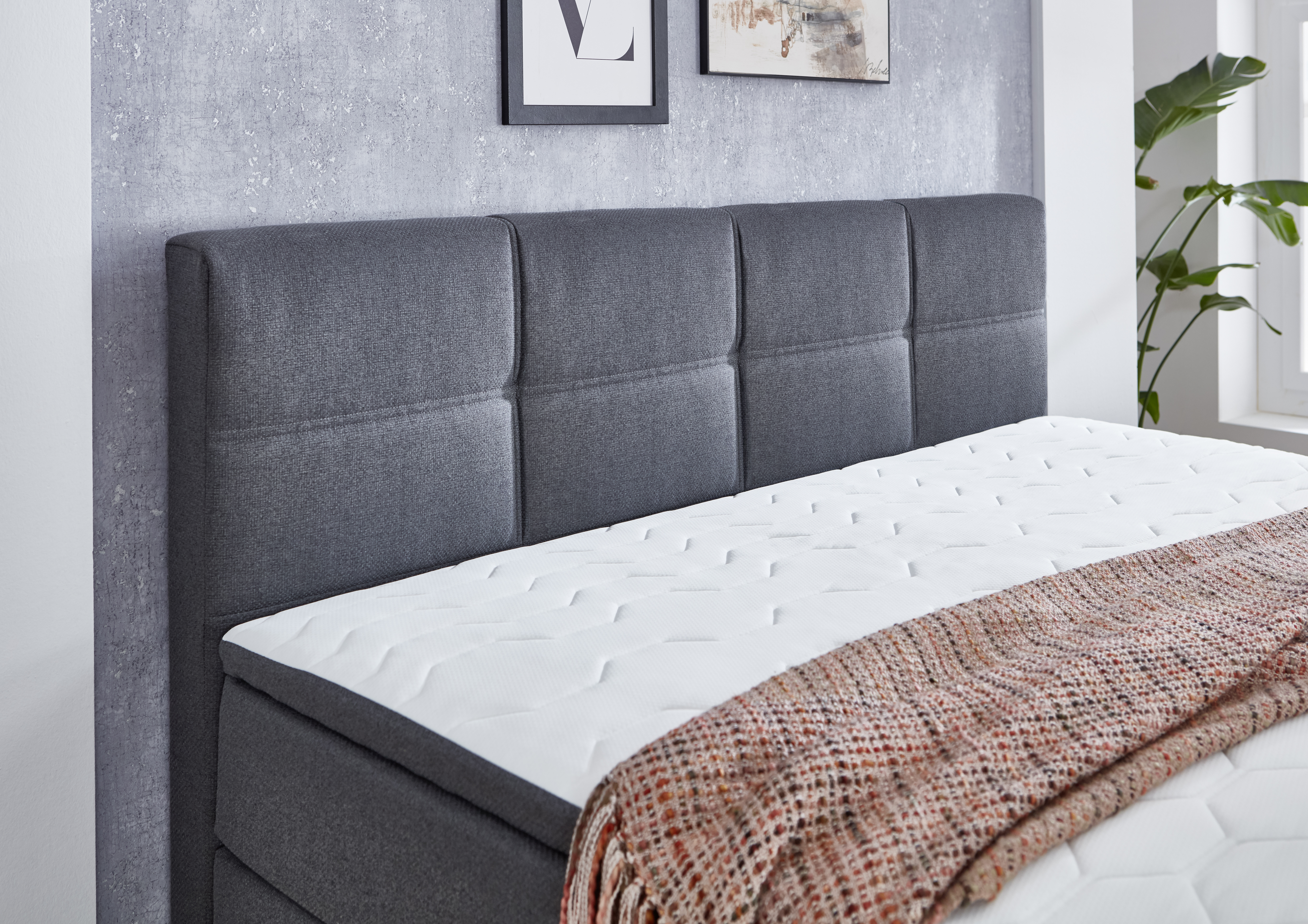 Sun Garden Boxspringbett SURREY in Stoff 50512-700 anthrazit Sun Garden Boxspringbett SURREY in Stoff 50512-700 anthrazit